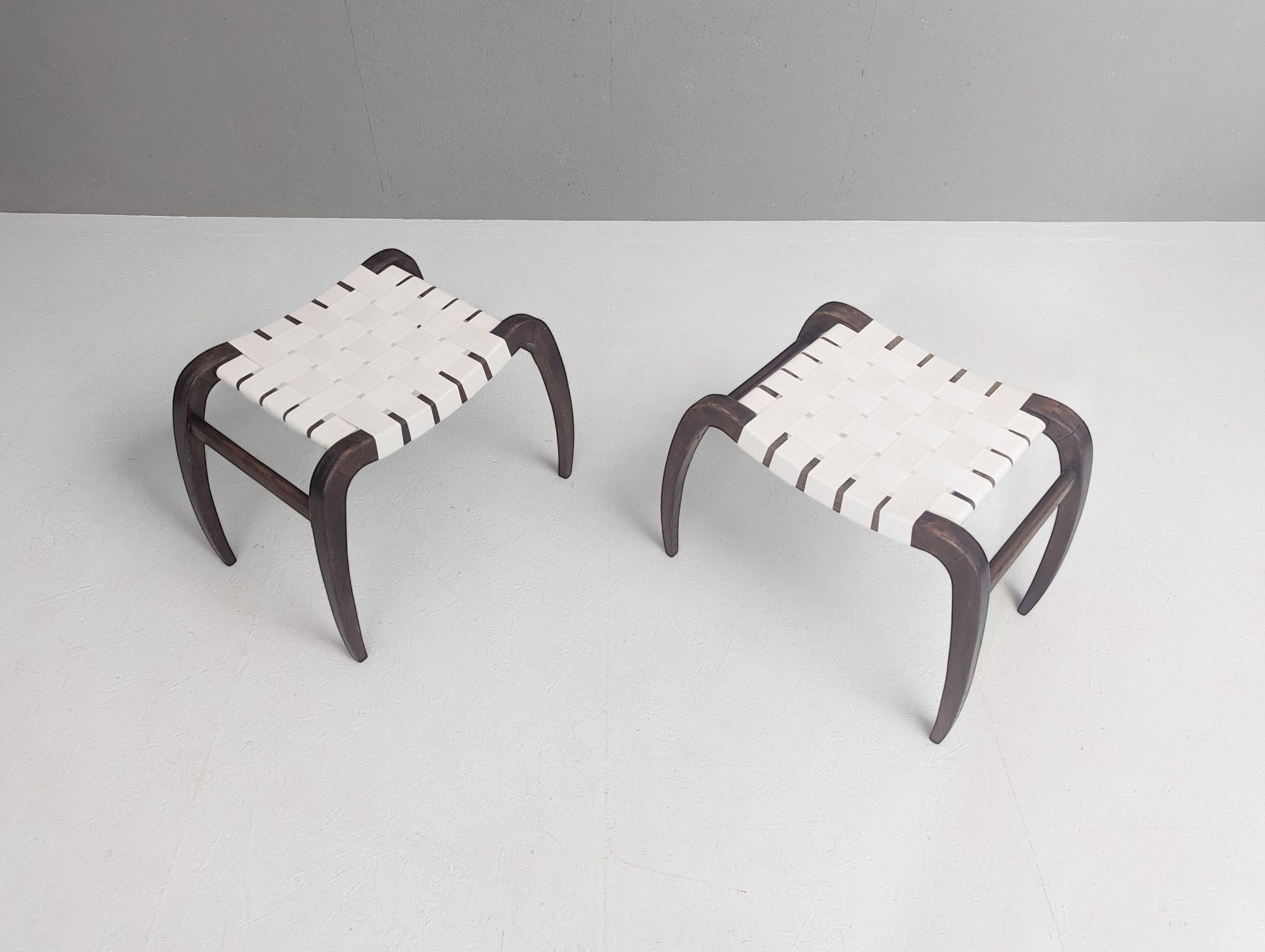 Pair of modernist stools by Ladislav Bartoníček for Krásná Jizba, 1940s In Good Condition For Sale In PRAHA 5, CZ