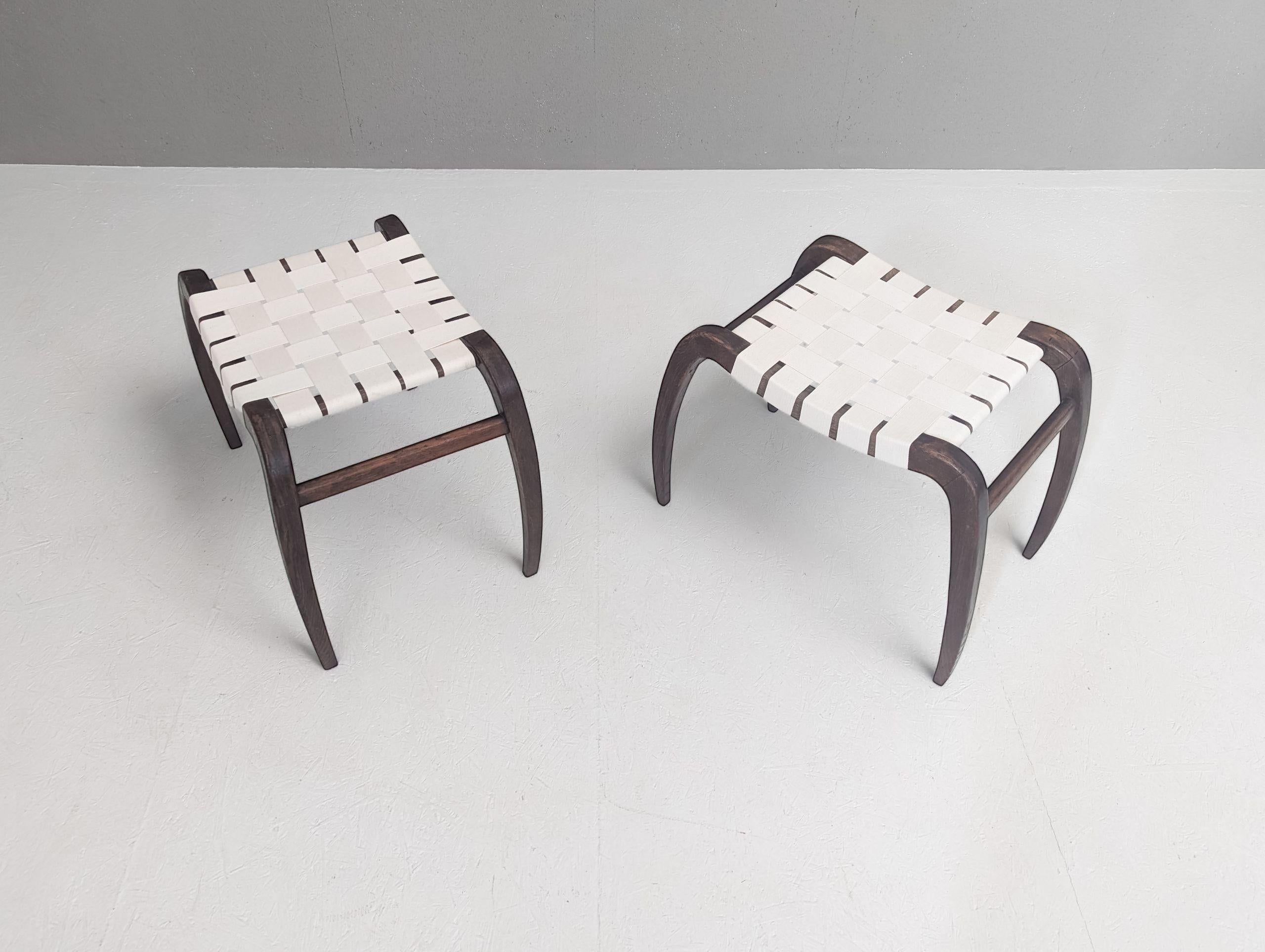 Mid-20th Century Pair of modernist stools by Ladislav Bartoníček for Krásná Jizba, 1940s For Sale