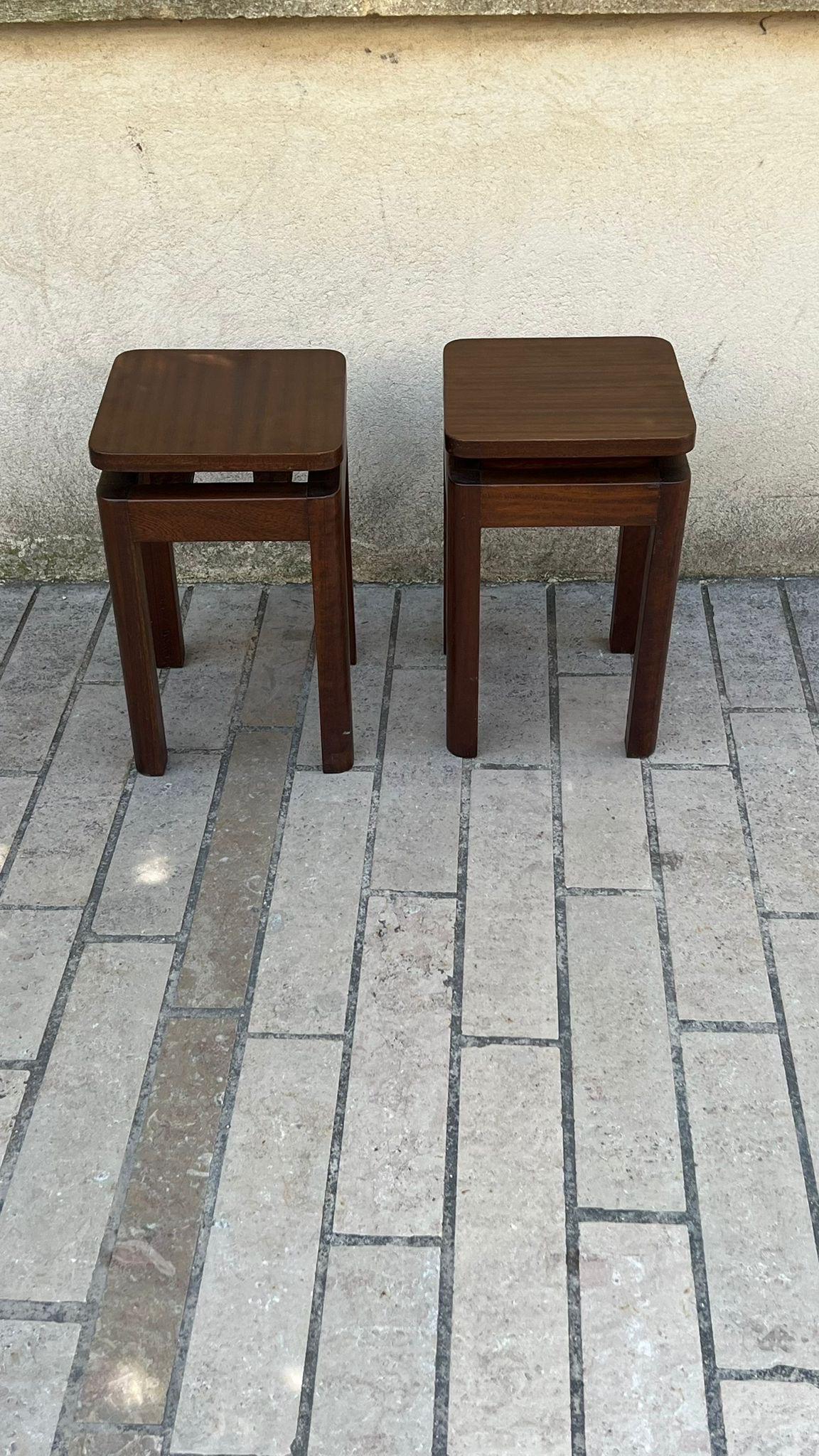 French Pair of Modernist Stools For Sale