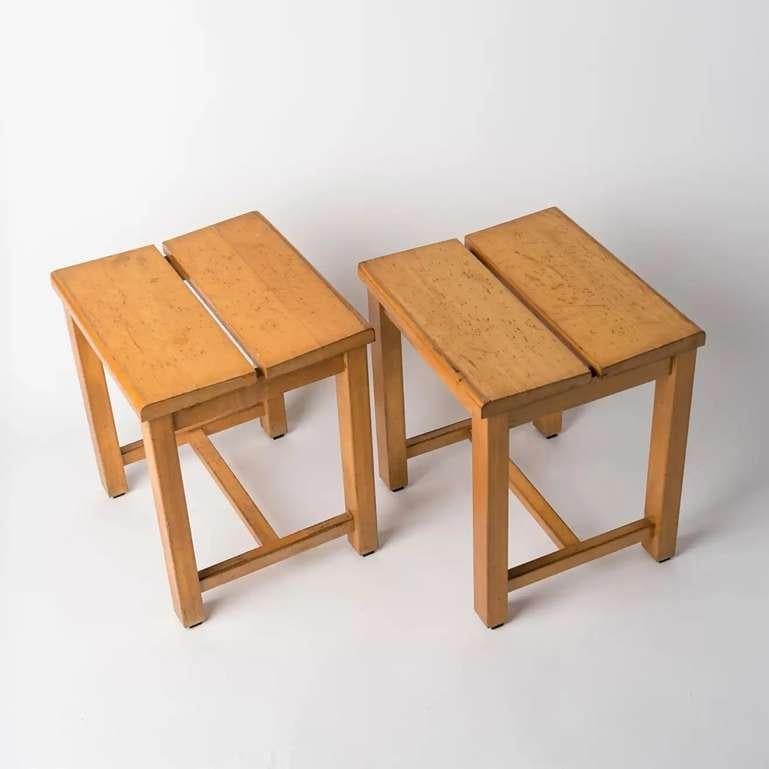 French Pair of Modernist Stools for the 