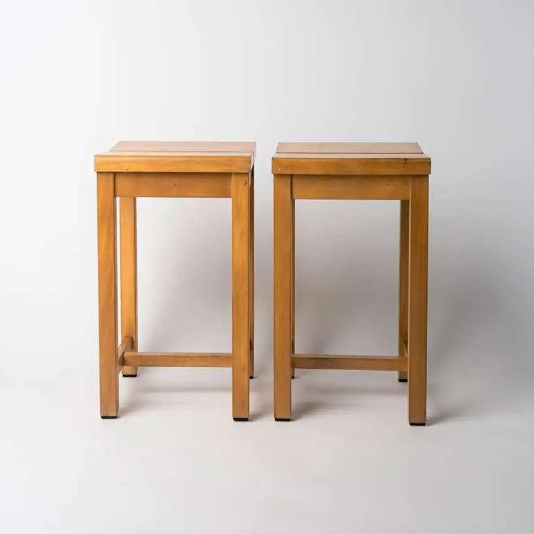 Wood Pair of Modernist Stools for the 