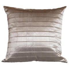 Pair of Modernist Striated Antique Silver Silk Pillows