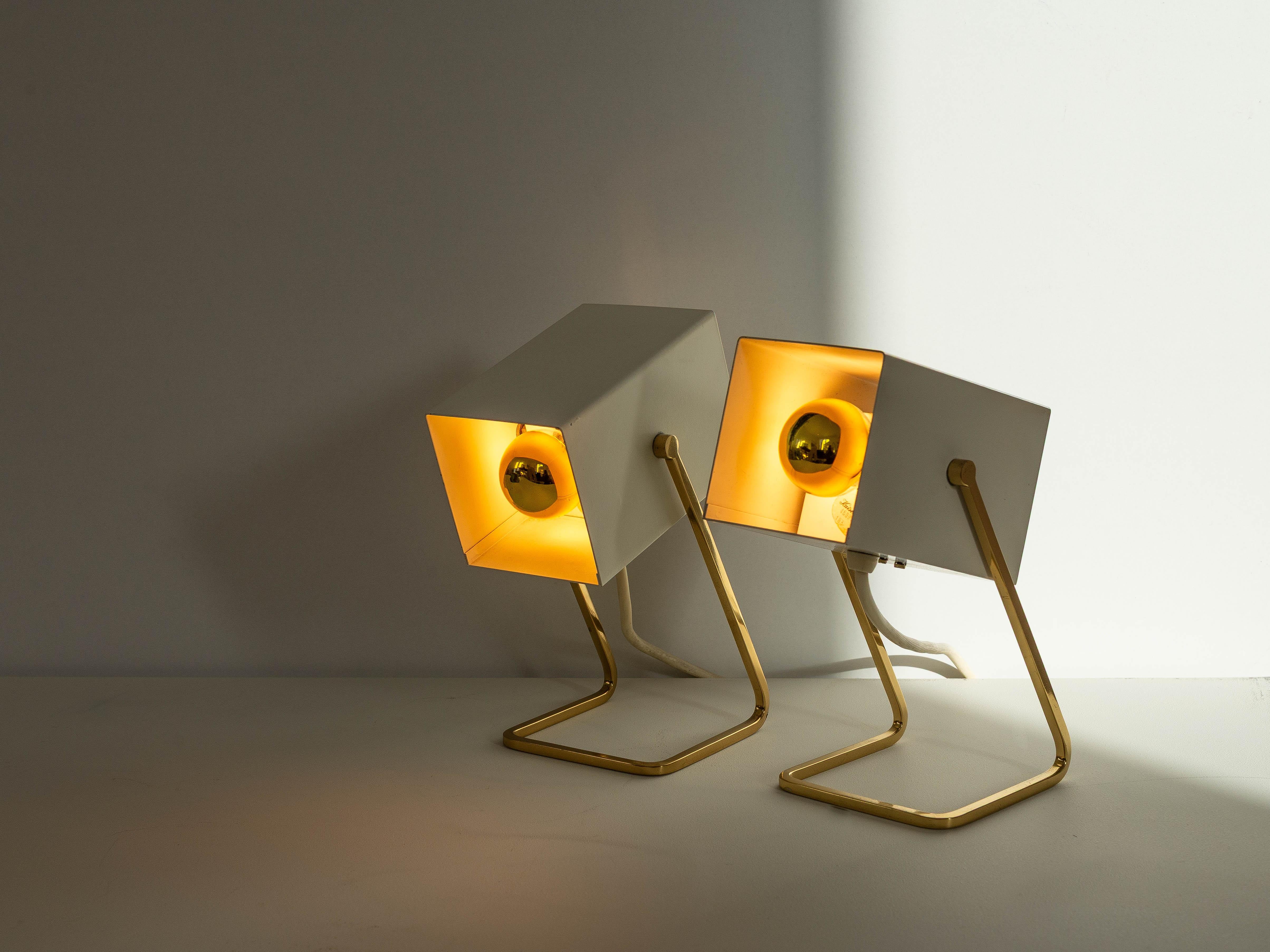 Paar modernistische Tischlampen - Schreibtischlampen Kaiser Leuchten - Messing & Metall 1960s (20. Jahrhundert) im Angebot