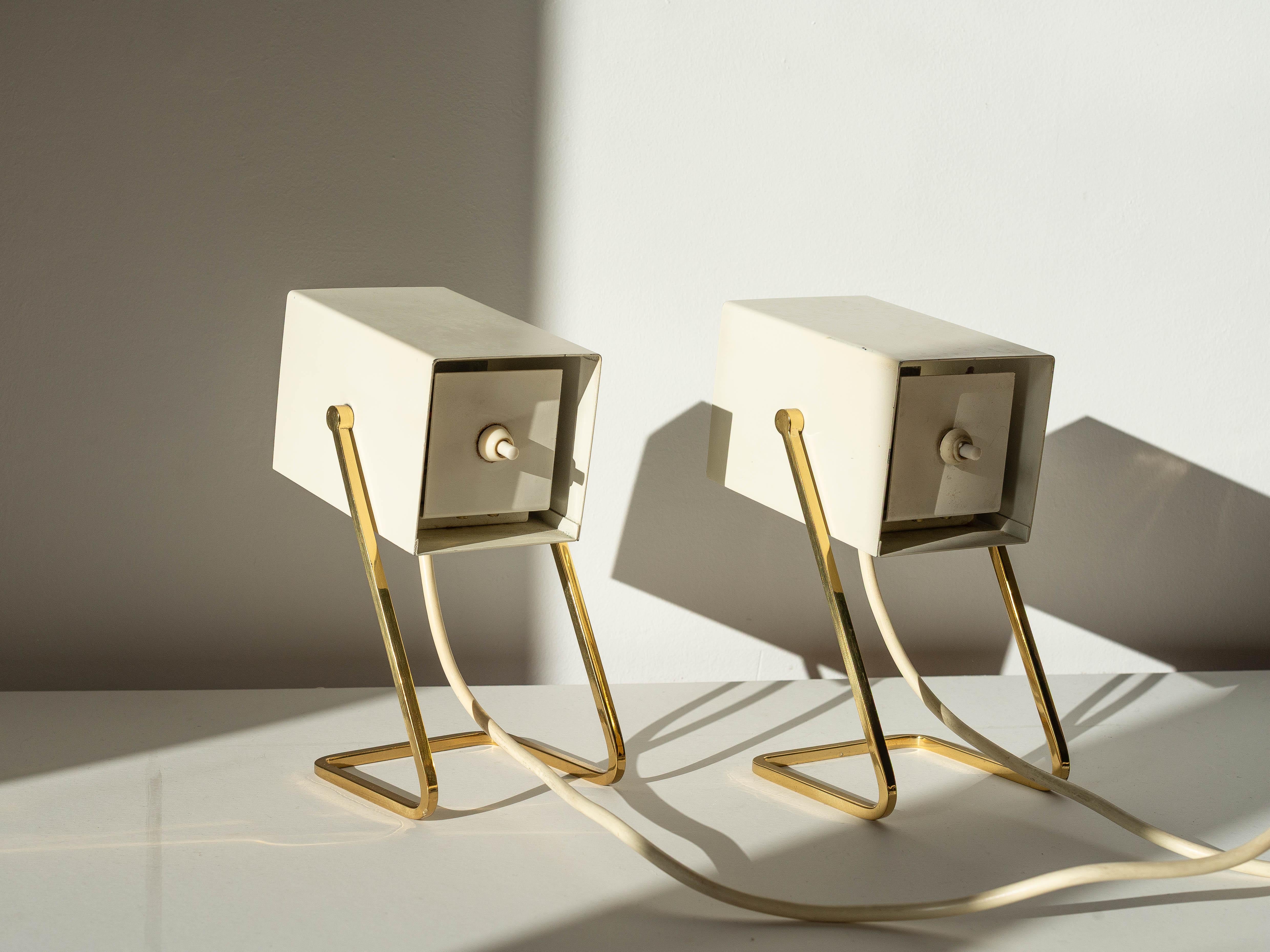 Paar modernistische Tischlampen - Schreibtischlampen Kaiser Leuchten - Messing & Metall 1960s im Angebot 2