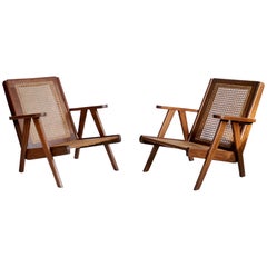 Pair of Modernist Teak Armchairs, Congo, 1950