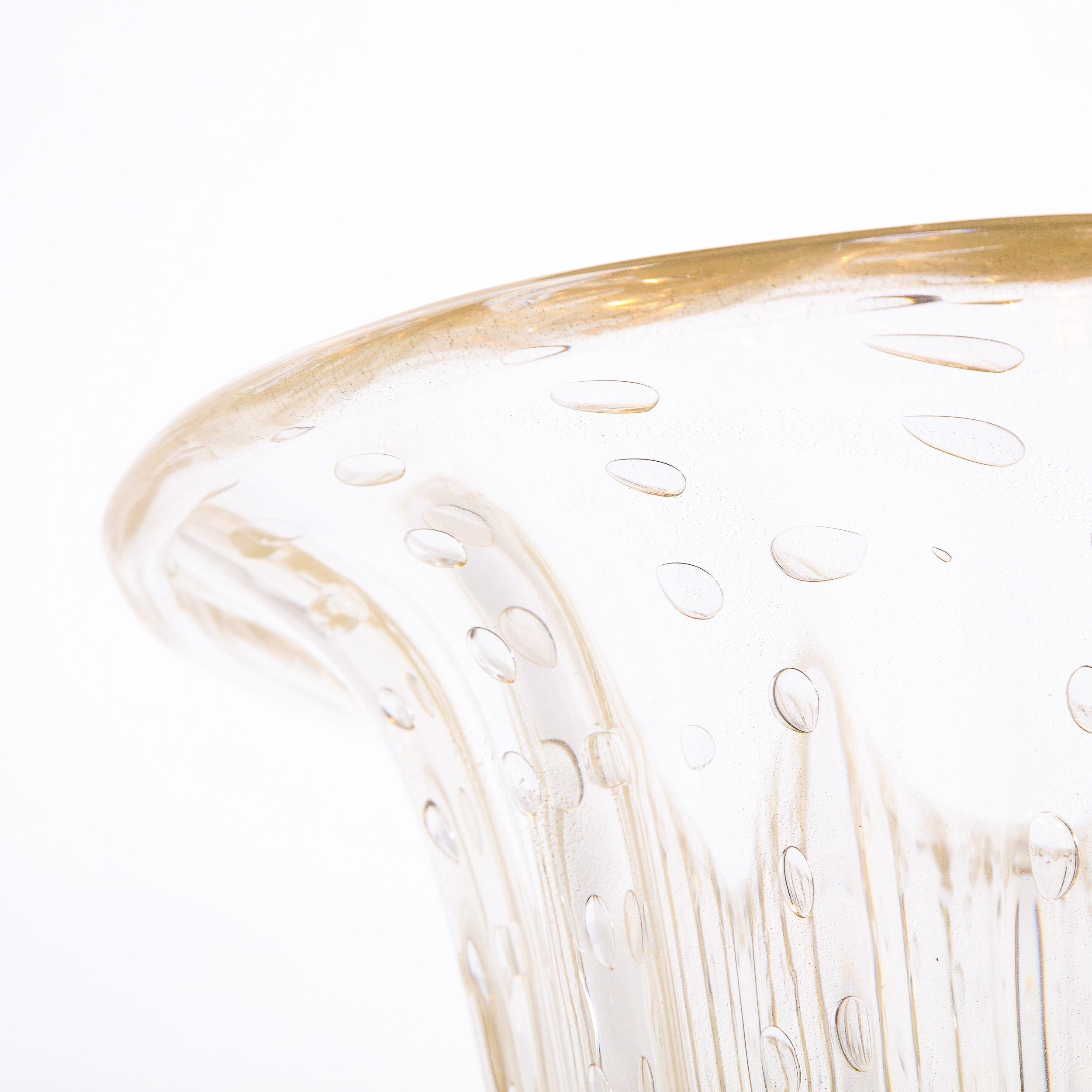 Paire de torchères modernistes en verre de Murano soufflé à la main d'ambre avec bandes en or 24 carats en vente 3