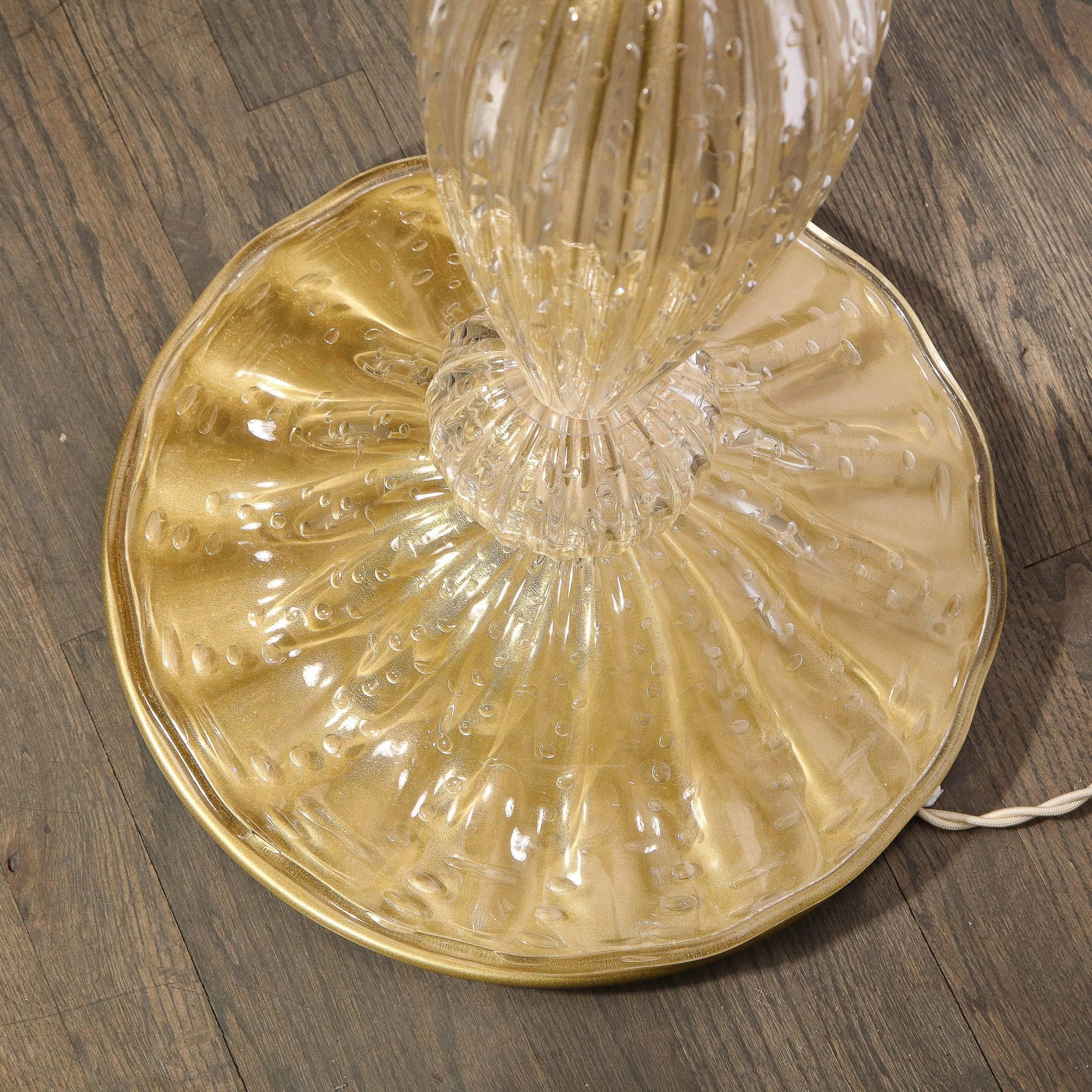 Paire de torchères modernistes en verre de Murano soufflé à la main d'ambre avec bandes en or 24 carats en vente 6
