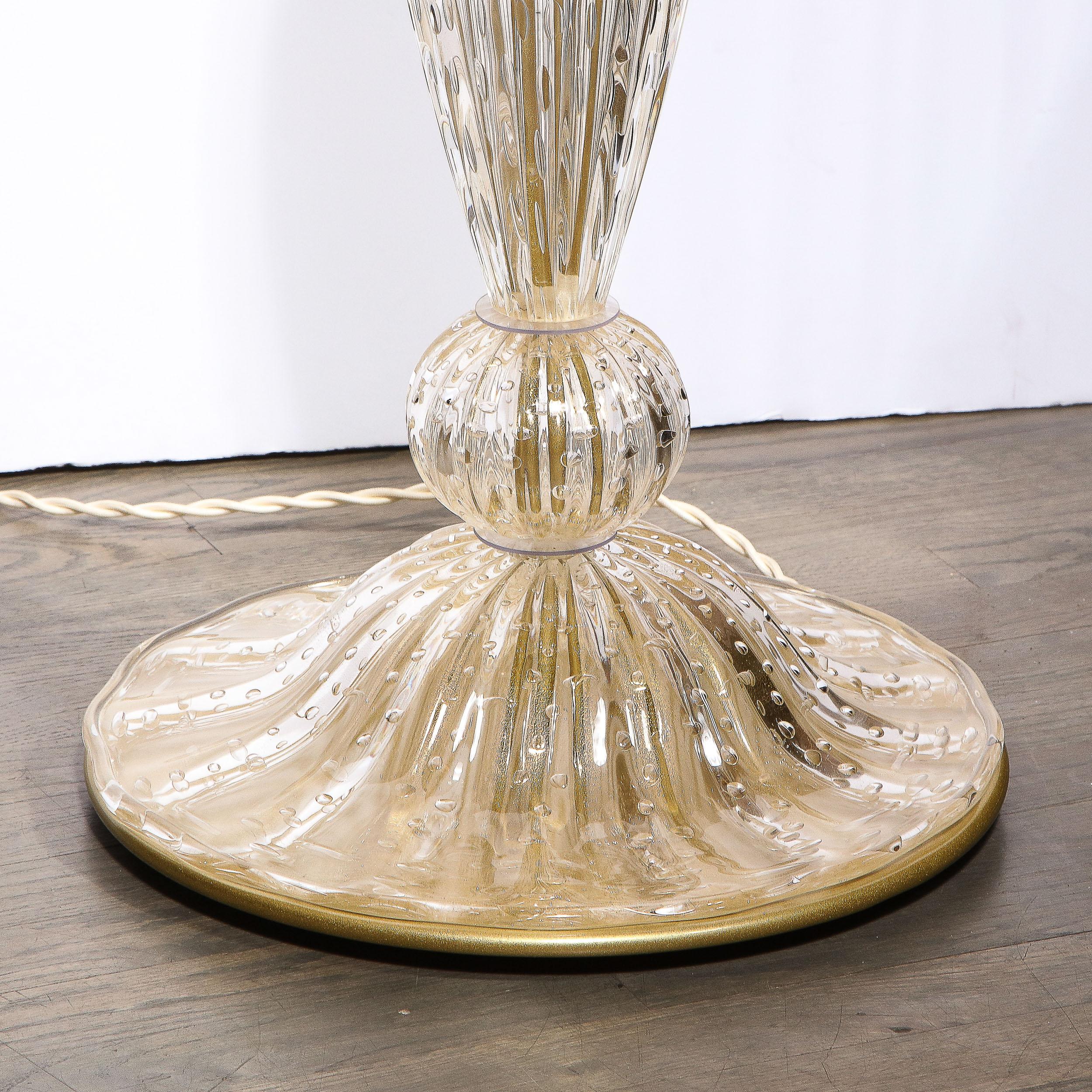 Paire de torchères modernistes en verre de Murano soufflé à la main d'ambre avec bandes en or 24 carats Neuf - En vente à New York, NY