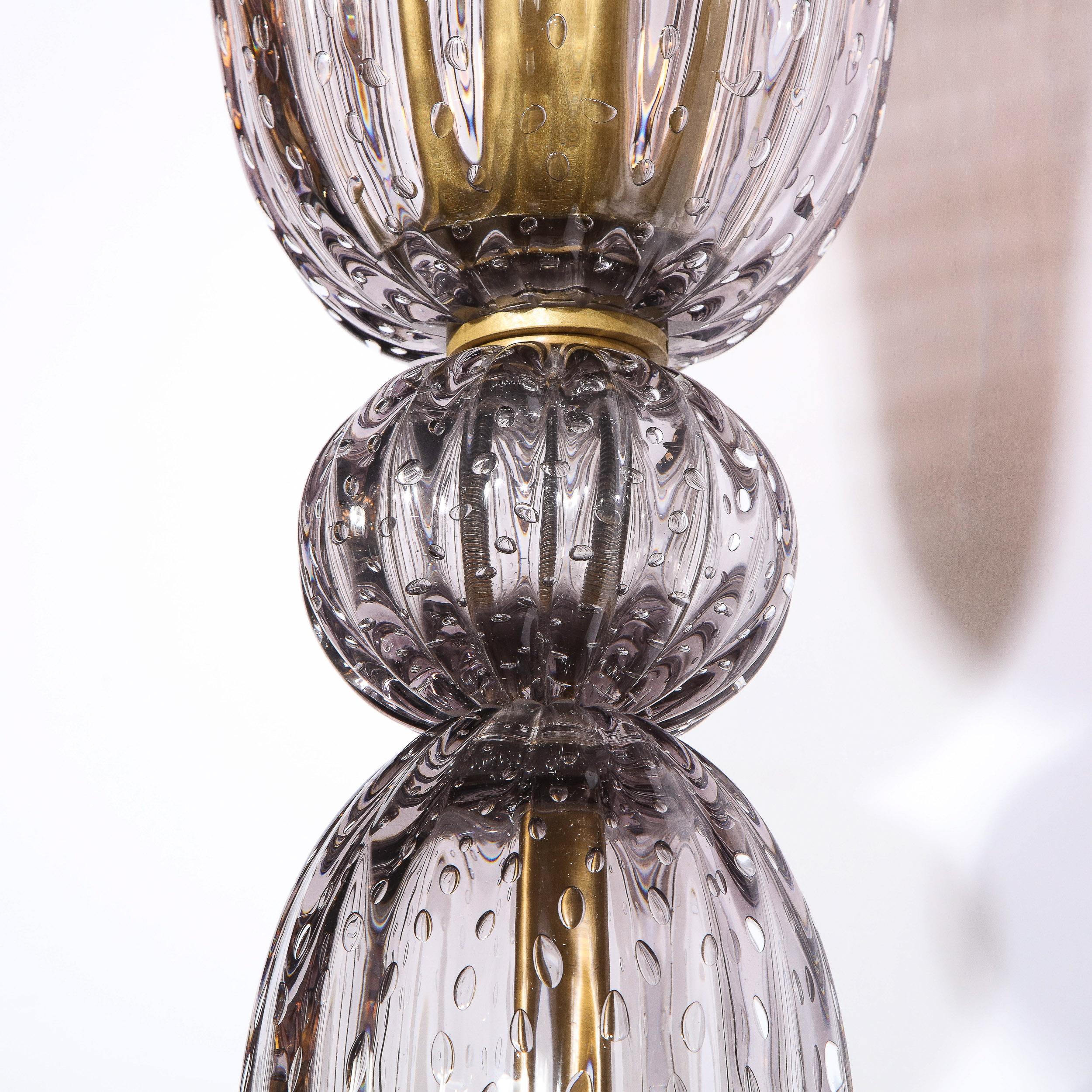 Paar modernistische Fackeln aus mundgeblasenem Muranoglas in Rauchglas mit 24kt Goldbändern im Angebot 7