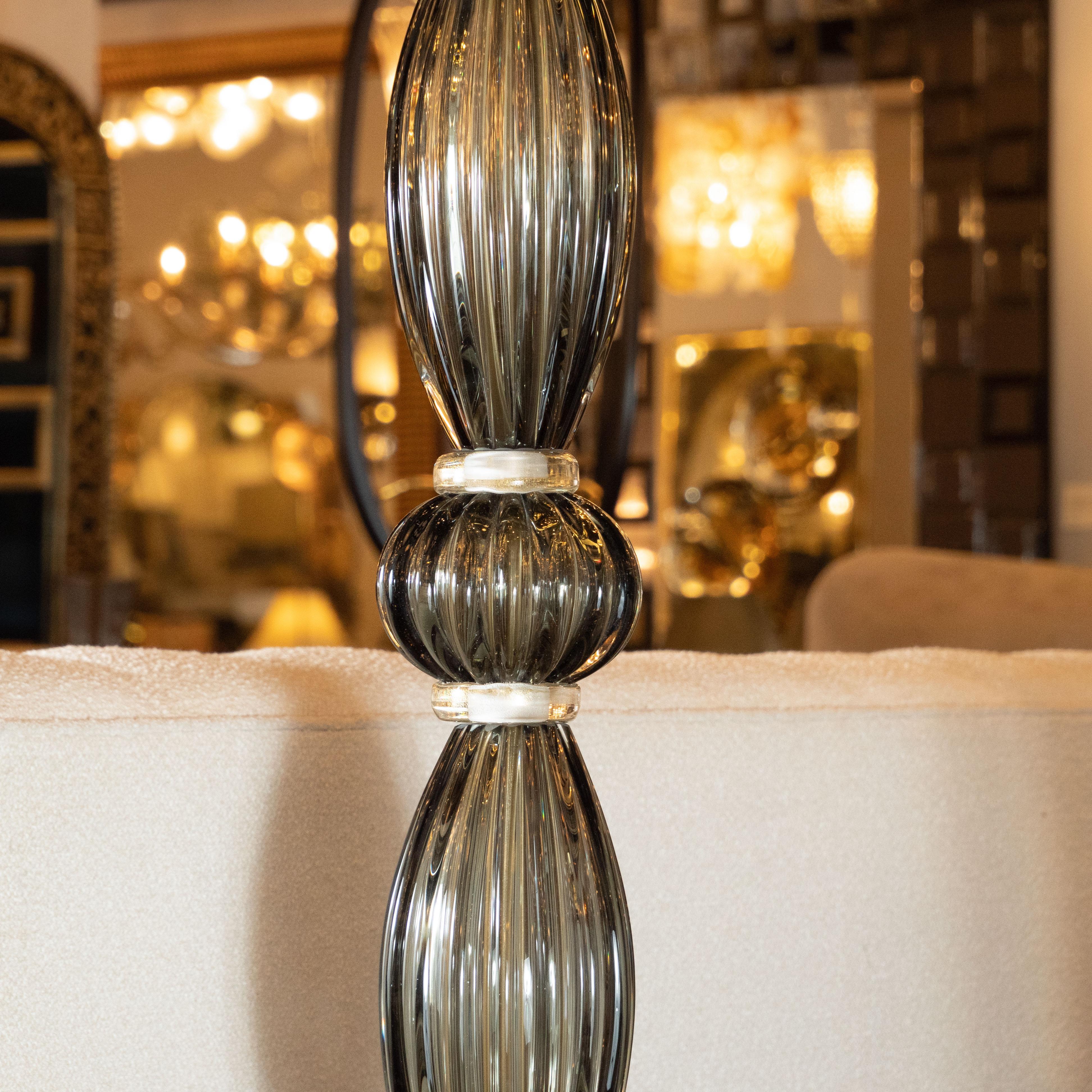 Pair of Modernist Torchieres in Smoked Handblown Murano Glass In Excellent Condition For Sale In New York, NY