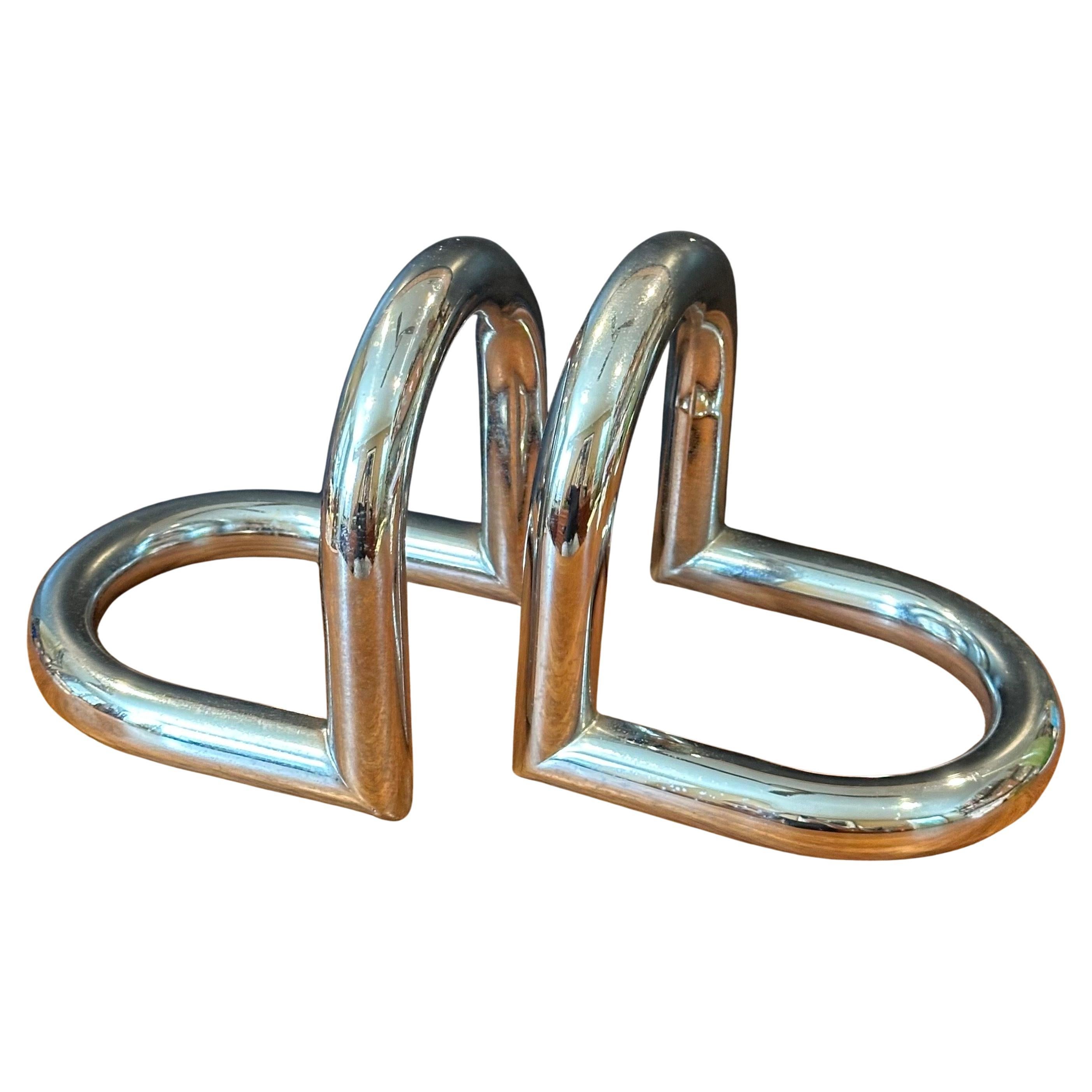 Paire de serre-livres modernistes en chrome tubulaire