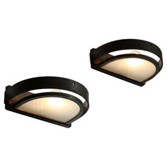 Pair of Modernist Wall Lights 1950s Art Deco Vintage Edgar Brandt Style