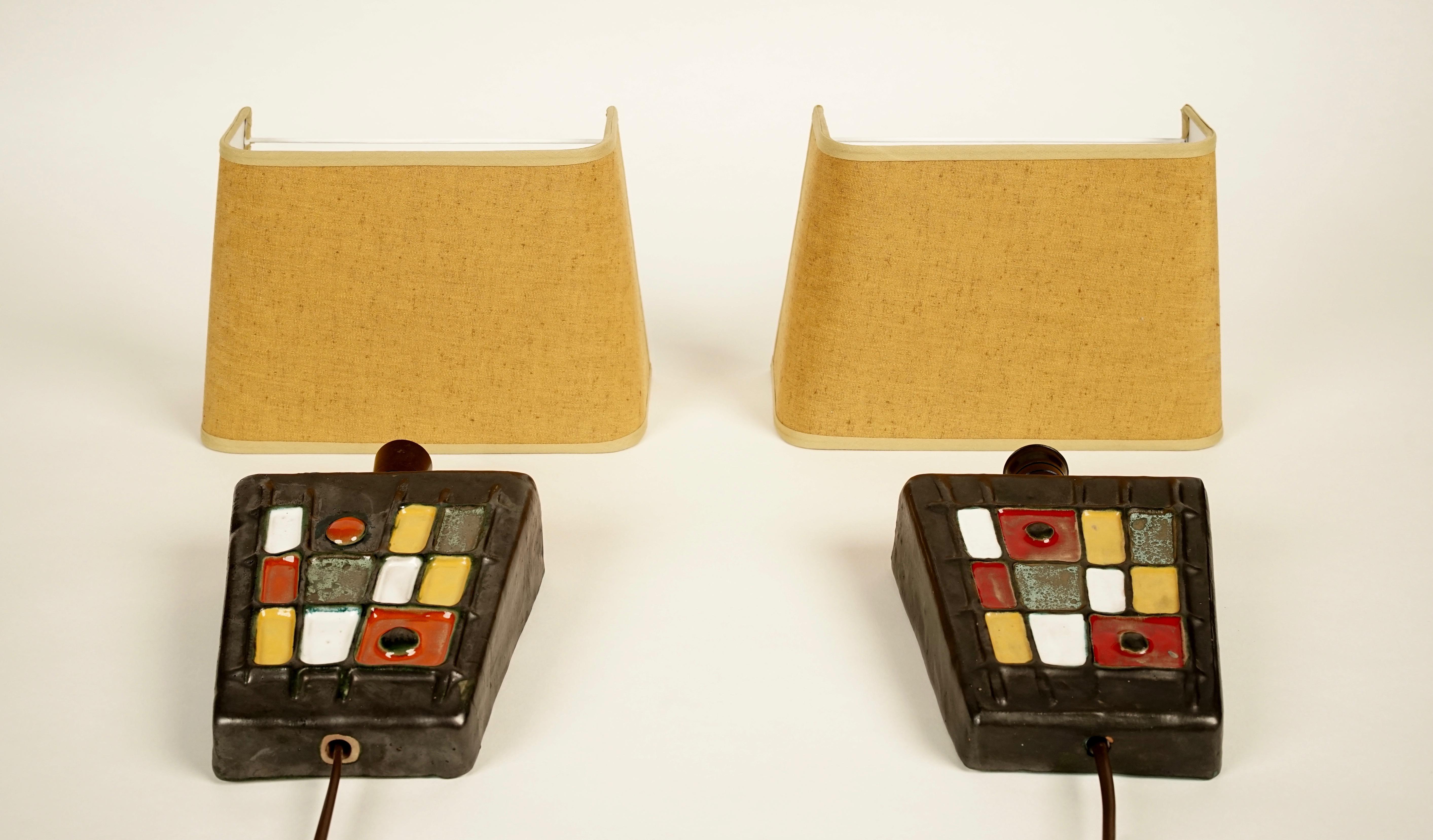 Mid-Century Modern Pair of Modernist Wall Lights, From the Studio Ceramics Movement, 1950s Hungary