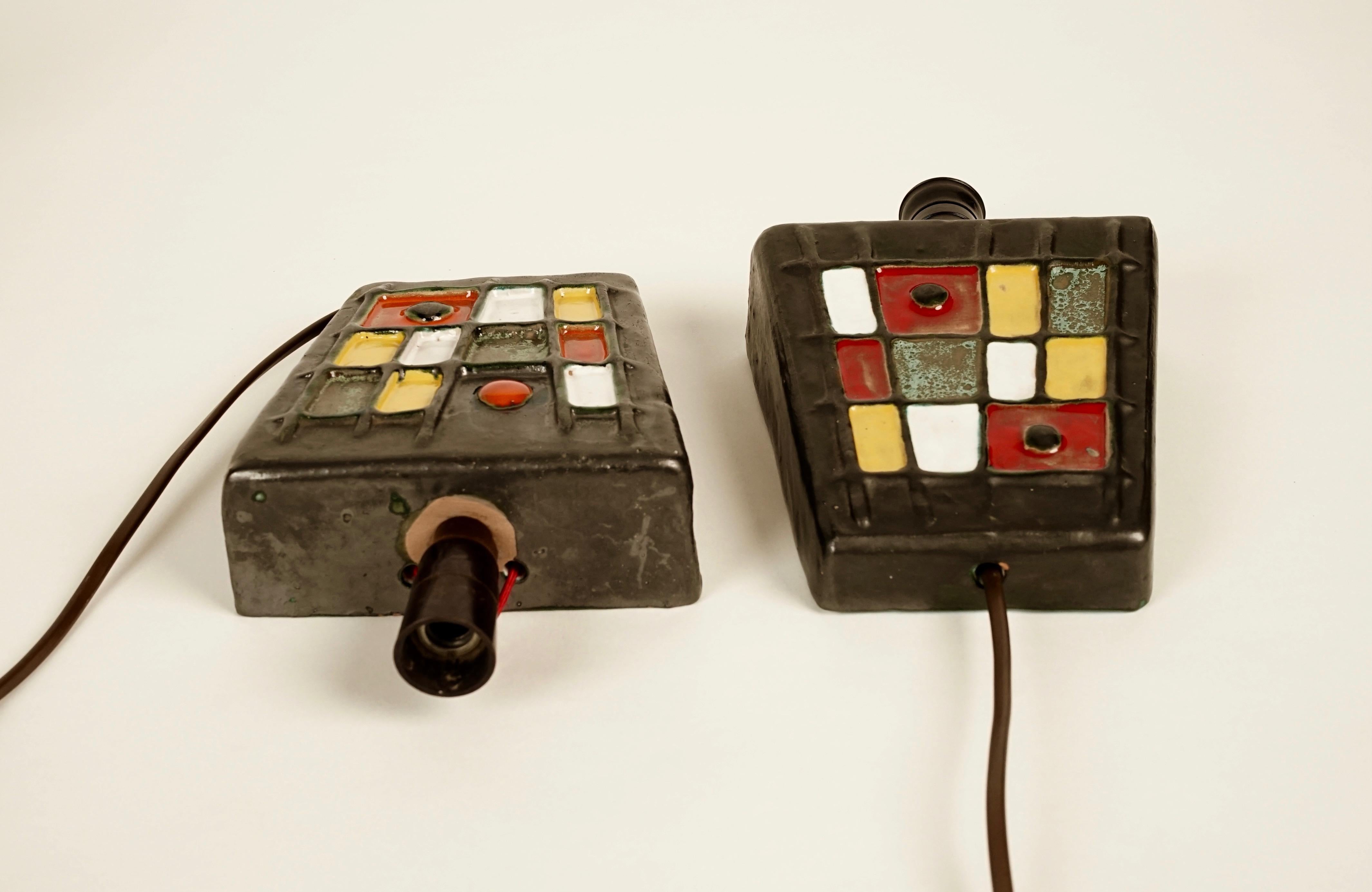 Hungarian Pair of Modernist Wall Lights, From the Studio Ceramics Movement, 1950s Hungary