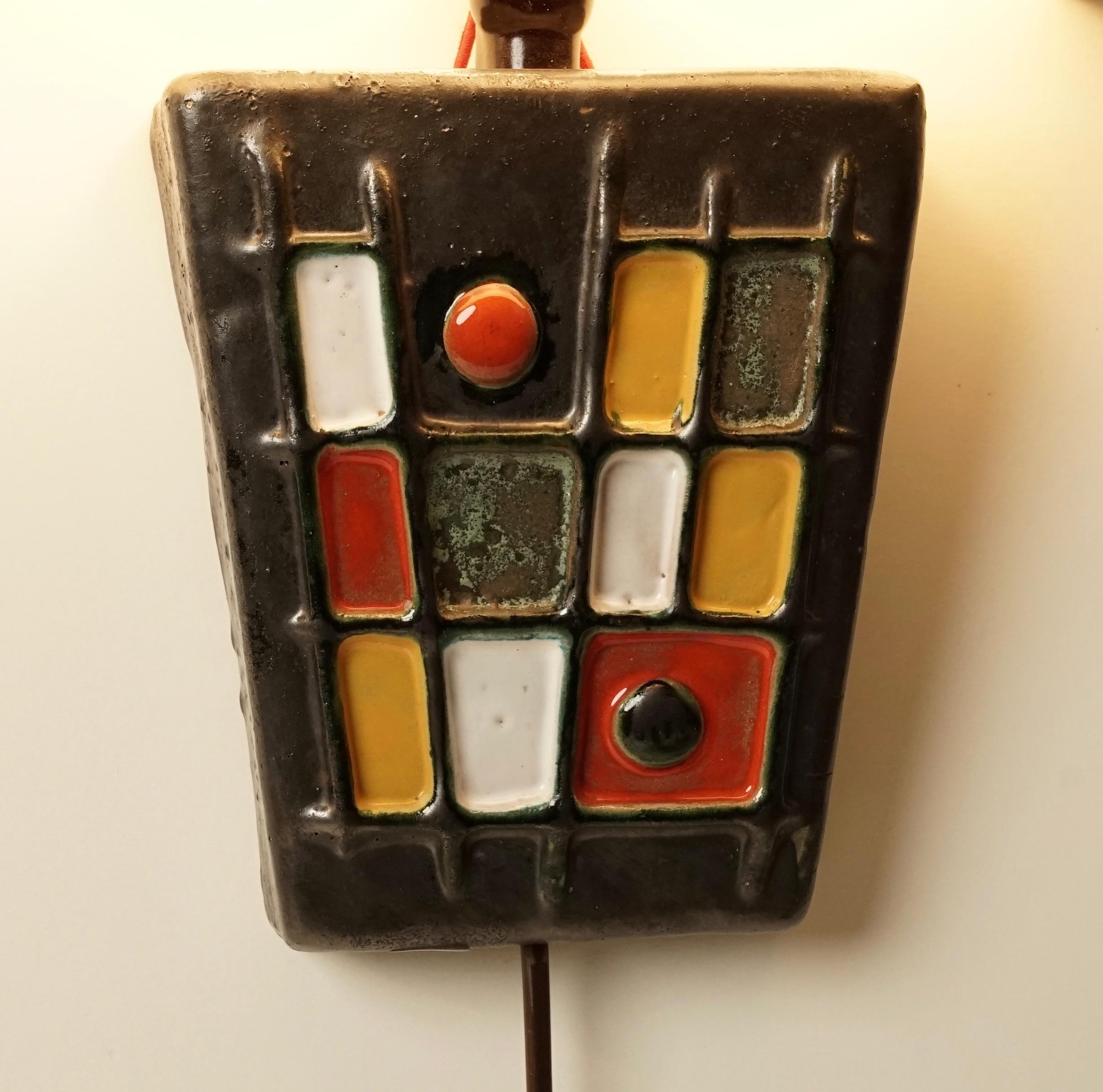 Glazed Pair of Modernist Wall Lights, From the Studio Ceramics Movement, 1950s Hungary
