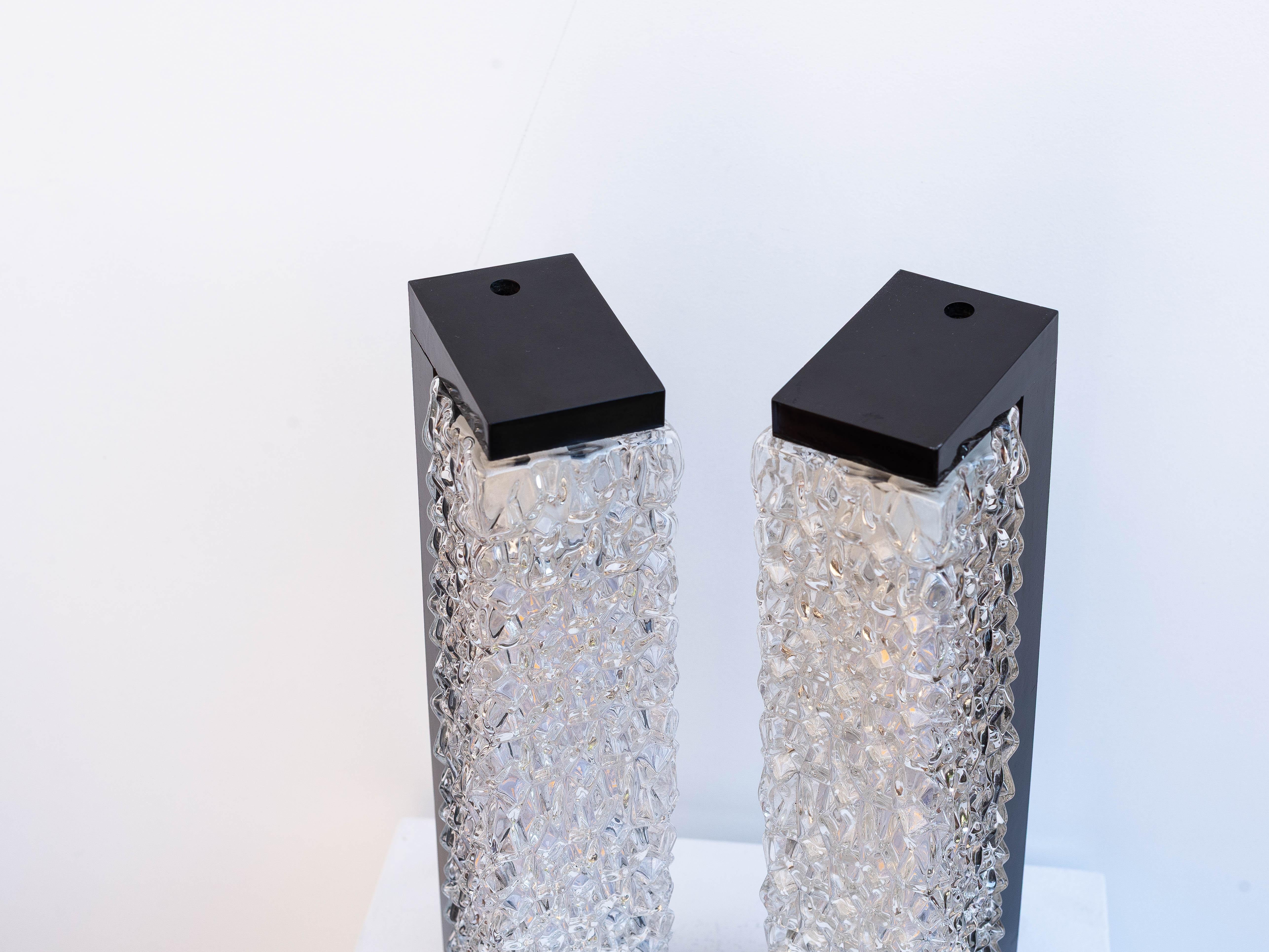 Pair of Modernist Wall Sconces in Bakelite and Glass, France 1960s For Sale 6