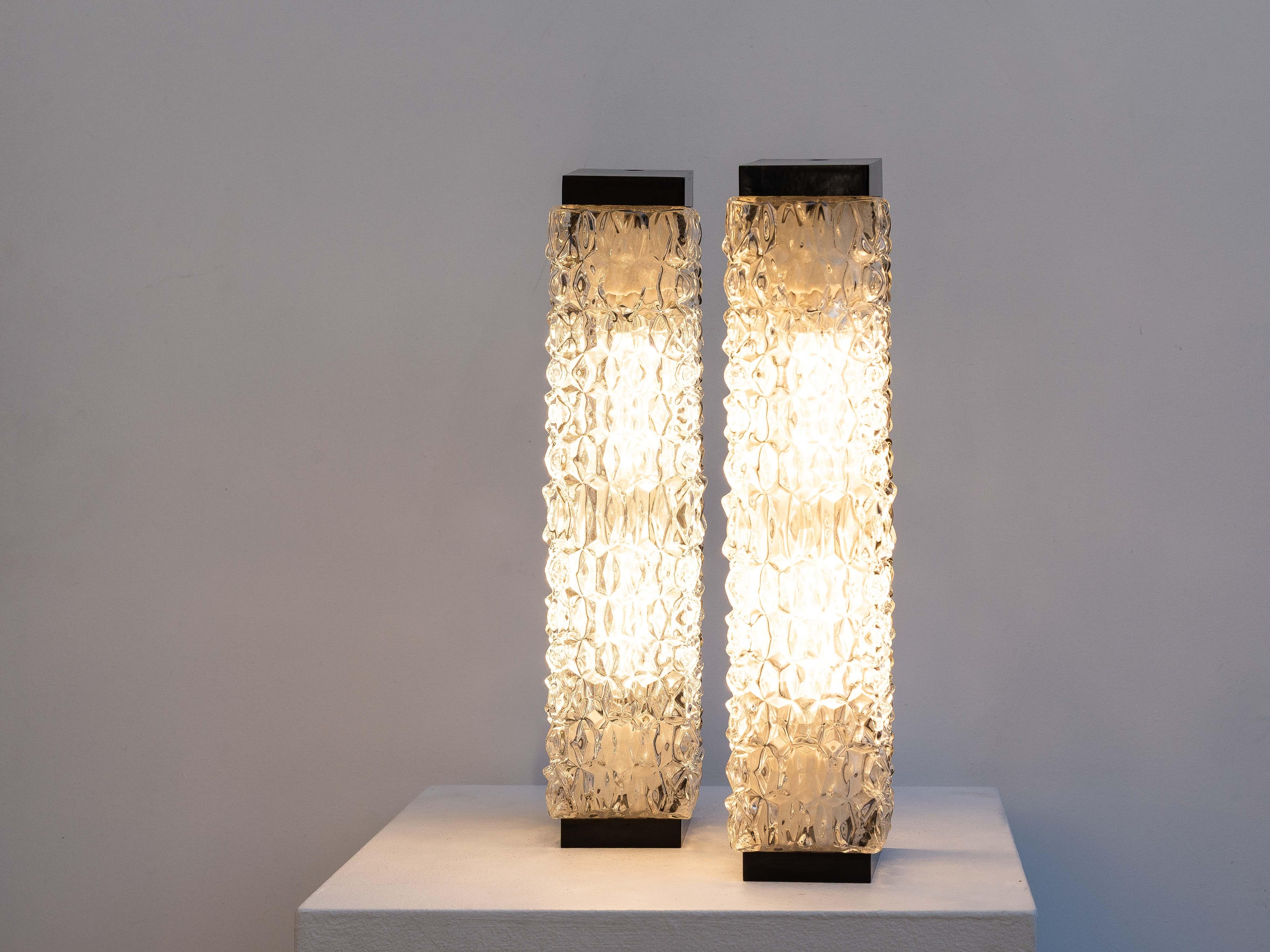 Faceted Pair of Modernist Wall Sconces in Bakelite and Glass, France 1960s For Sale