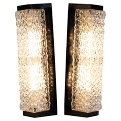 Pair of Modernist Wall Sconces in Bakelite and Glass, France 1960s