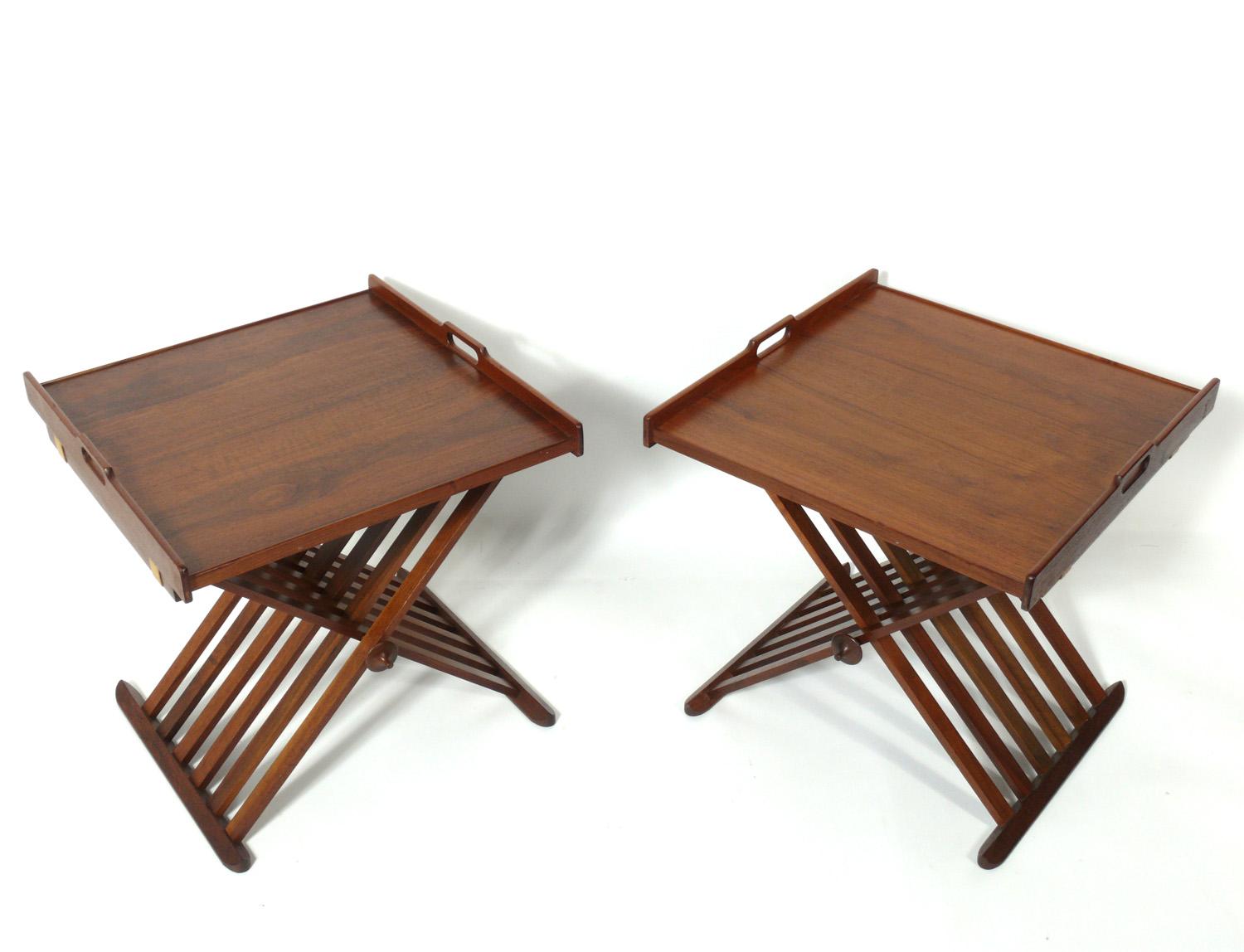 Pair of Modernist Walnut Campaign Tables by Kipp Stewart In Good Condition In Atlanta, GA