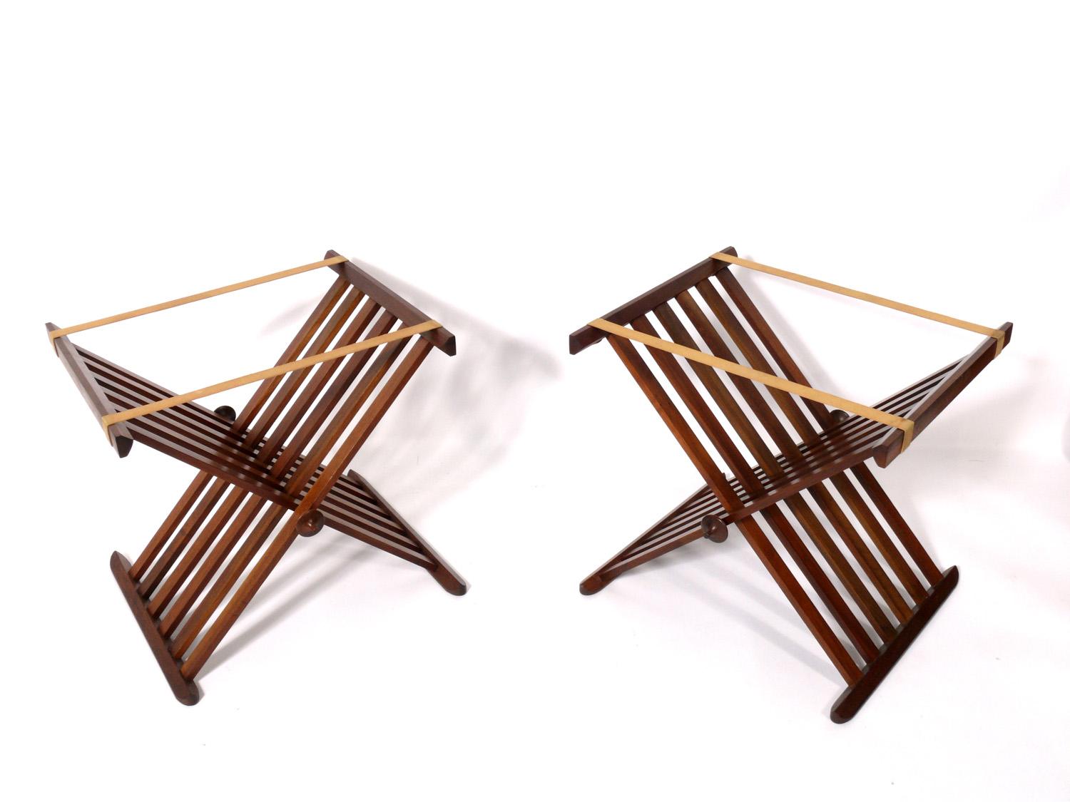 Mid-20th Century Pair of Modernist Walnut Campaign Tables by Kipp Stewart