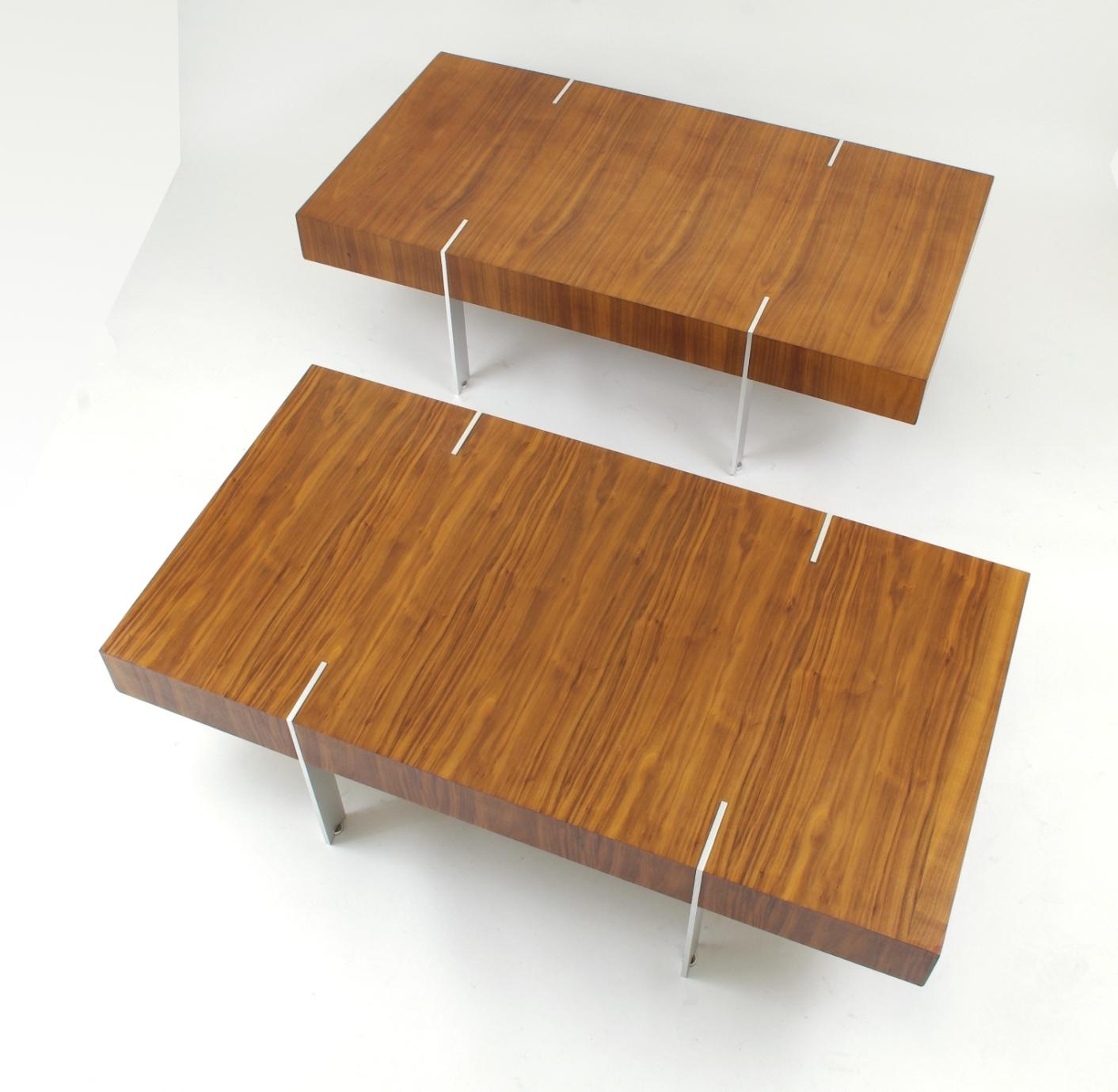 Pair of Modernist Walnut Coffee Tables 1