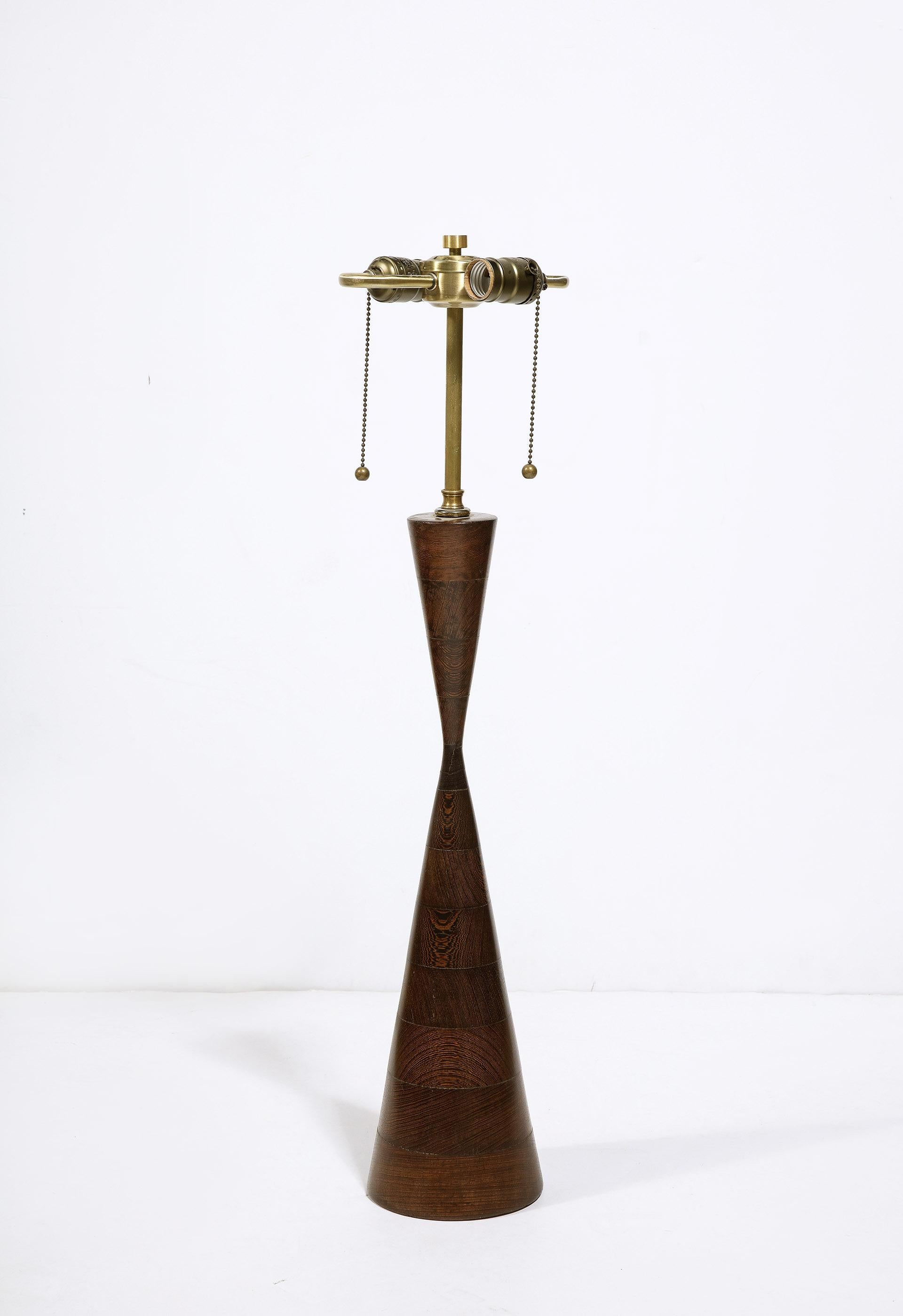 Pair of Modernist Wood Lamps in the Style of Philip Lloyd Powell In Good Condition For Sale In New York, NY