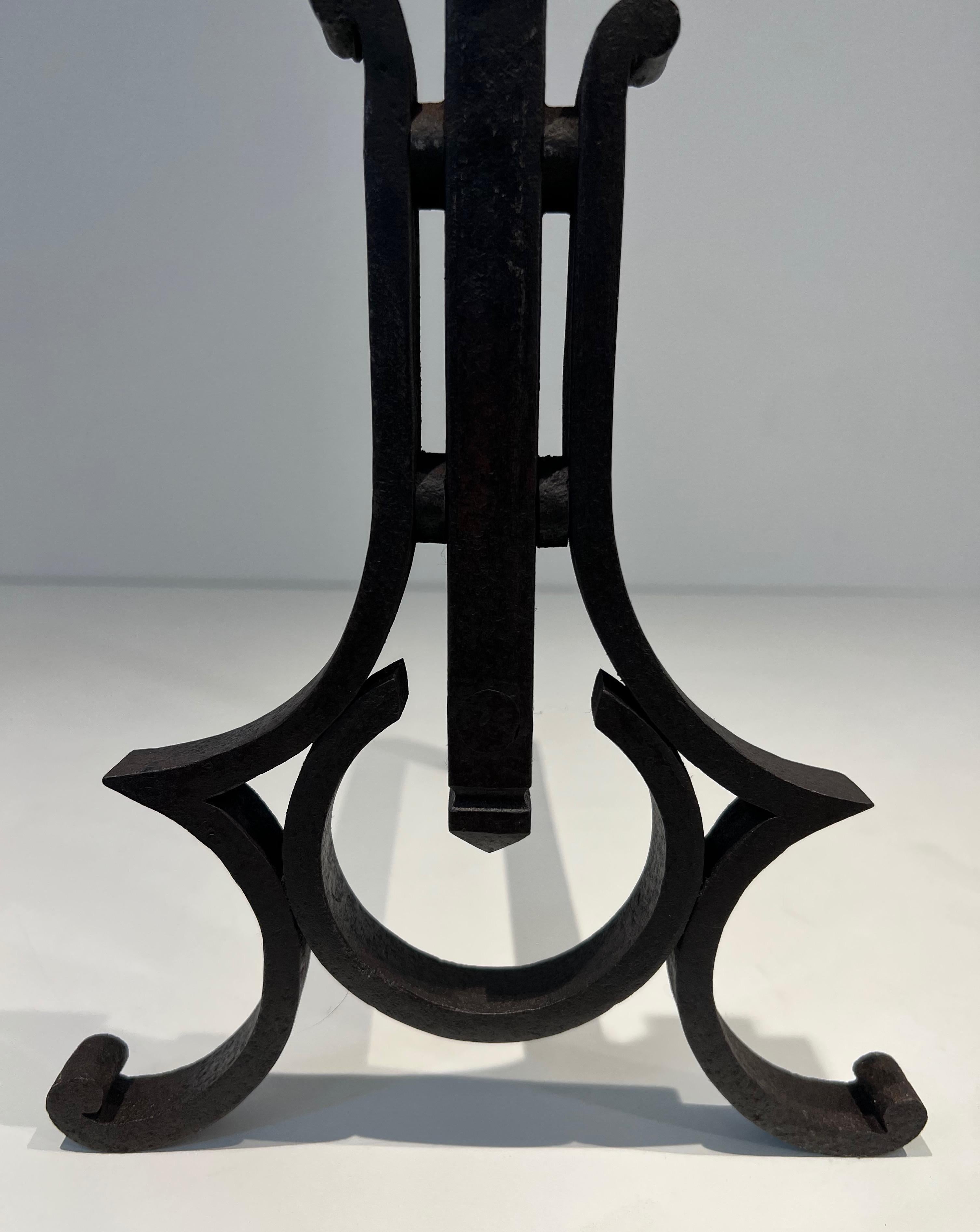 Pair of Modernist Wrought Iron Andirons For Sale 11
