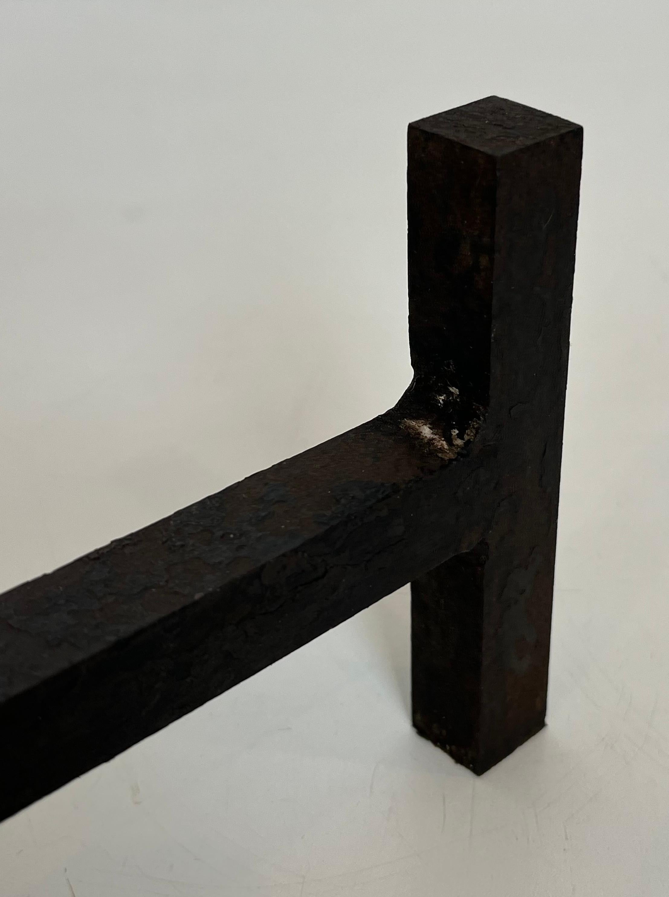 Pair of Modernist Wrought Iron Andirons For Sale 11