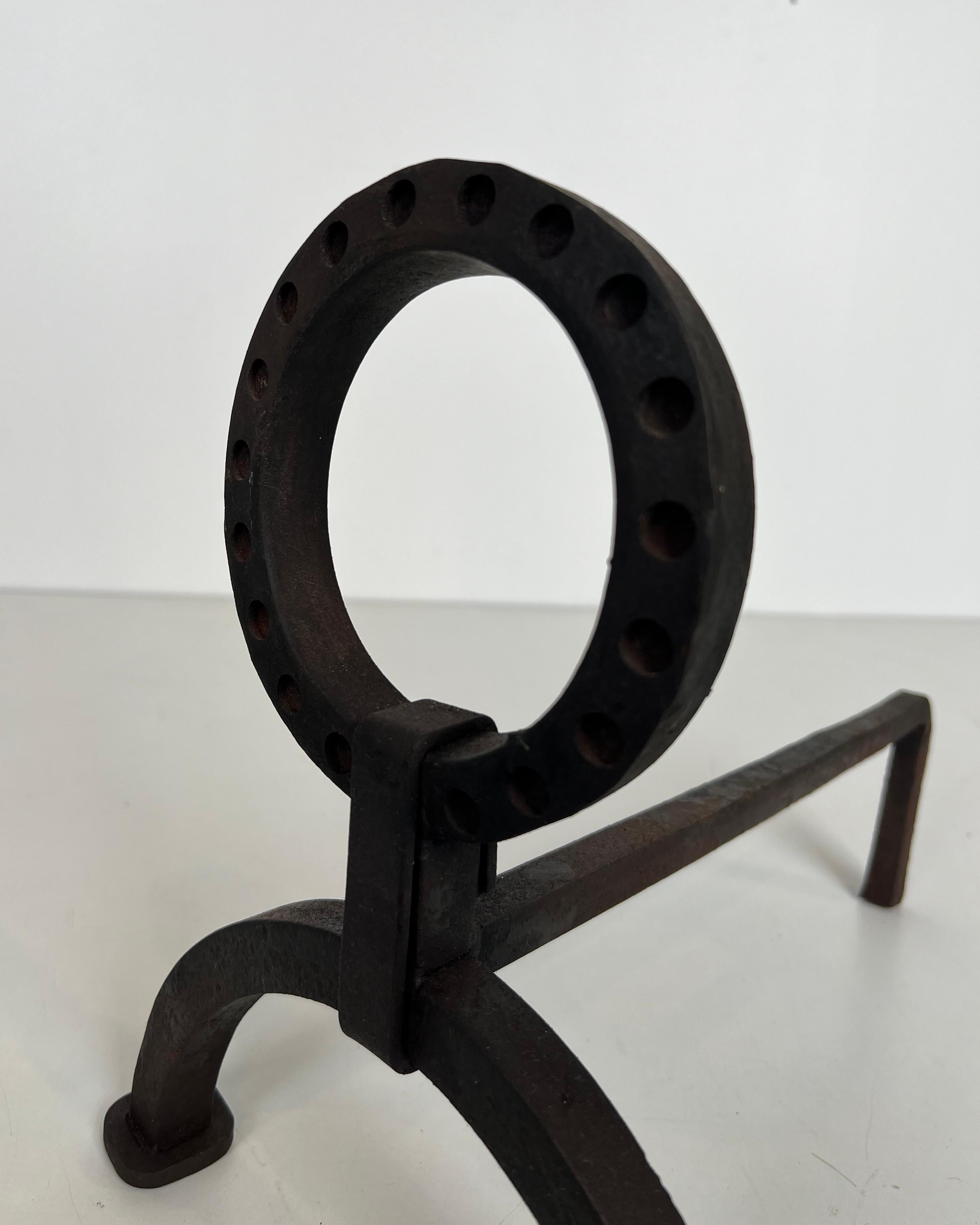 Pareja de Andirones Modernistas de Hierro Forjado al Estilo de Jacques Adnet en venta 8