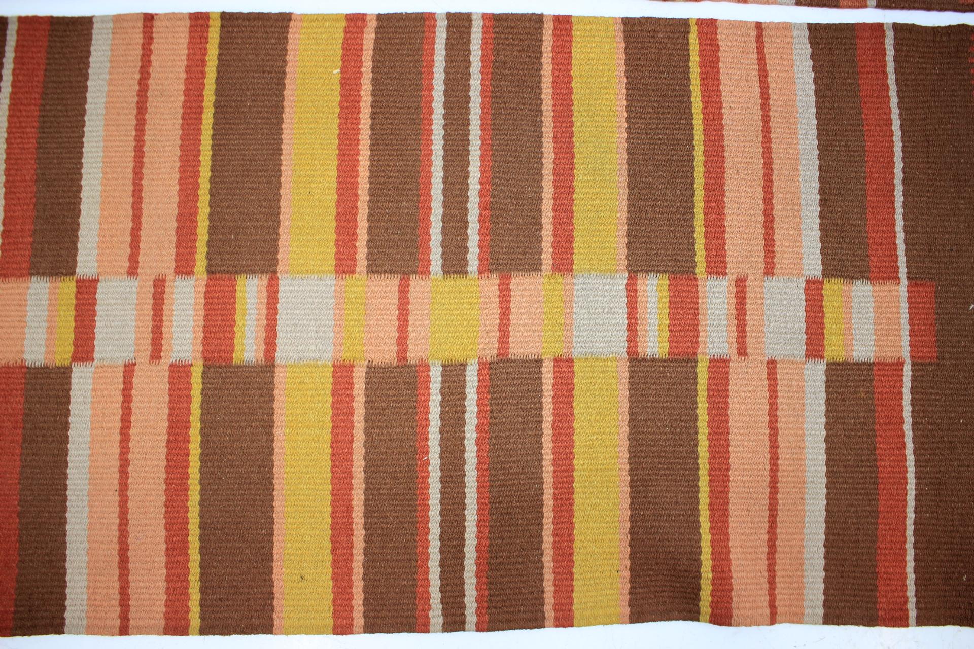 Pair of Modernsit Geometric Antonín Kybal Small Carpets/Rugs, 1950s In Good Condition In Praha, CZ