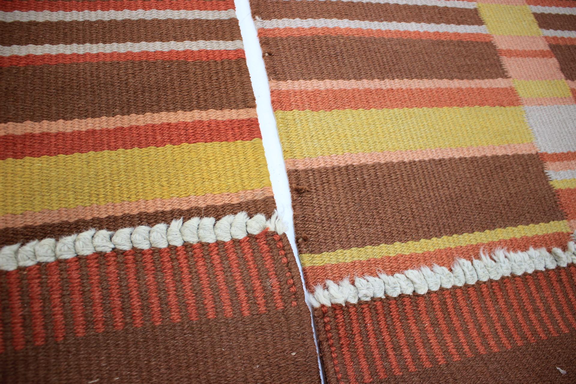 Wool Pair of Modernsit Geometric Antonín Kybal Small Carpets/Rugs, 1950s