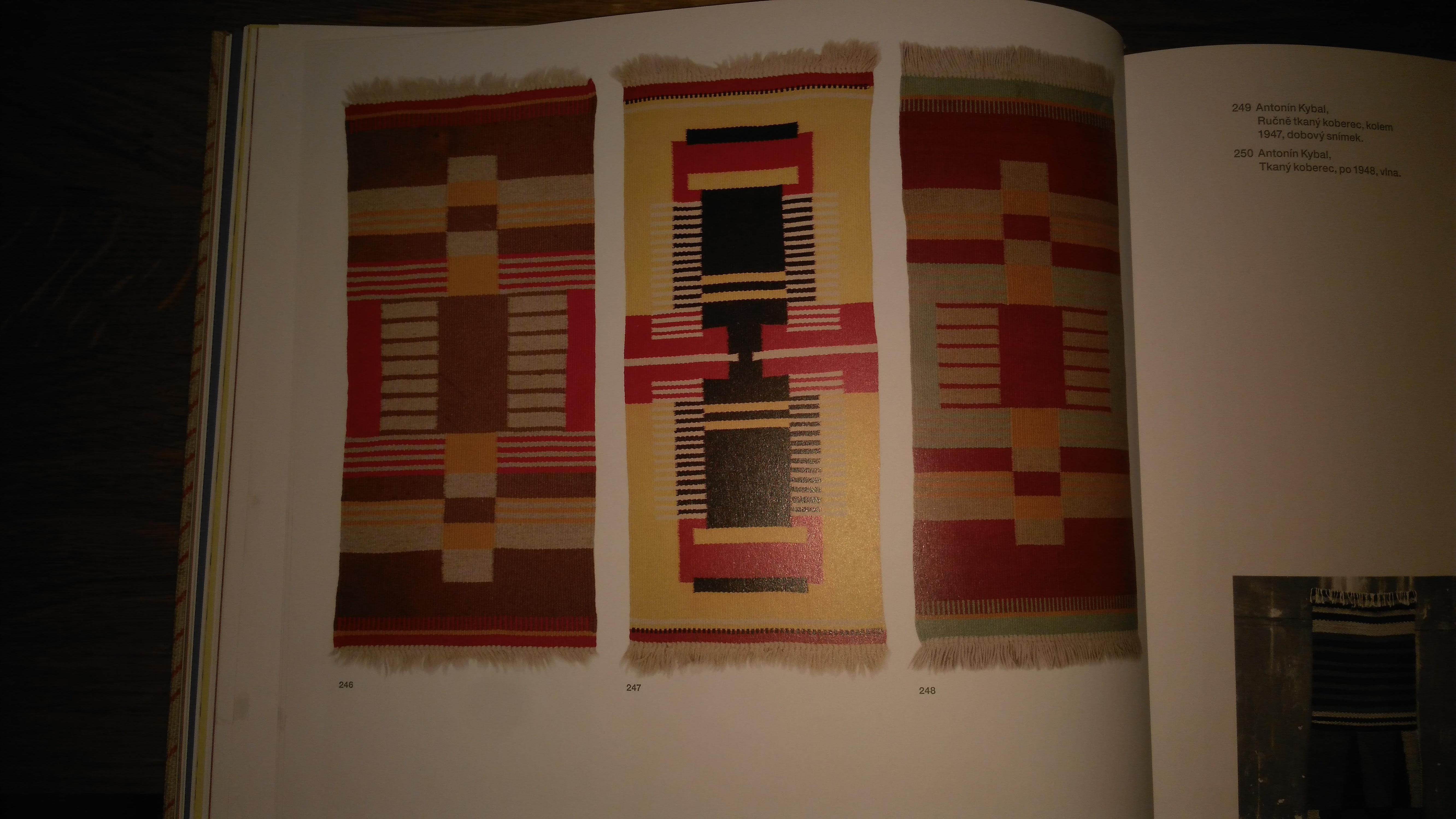 Pair of Modernsit Geometric Antonín Kybal Small Carpets/Rugs, 1950s 1