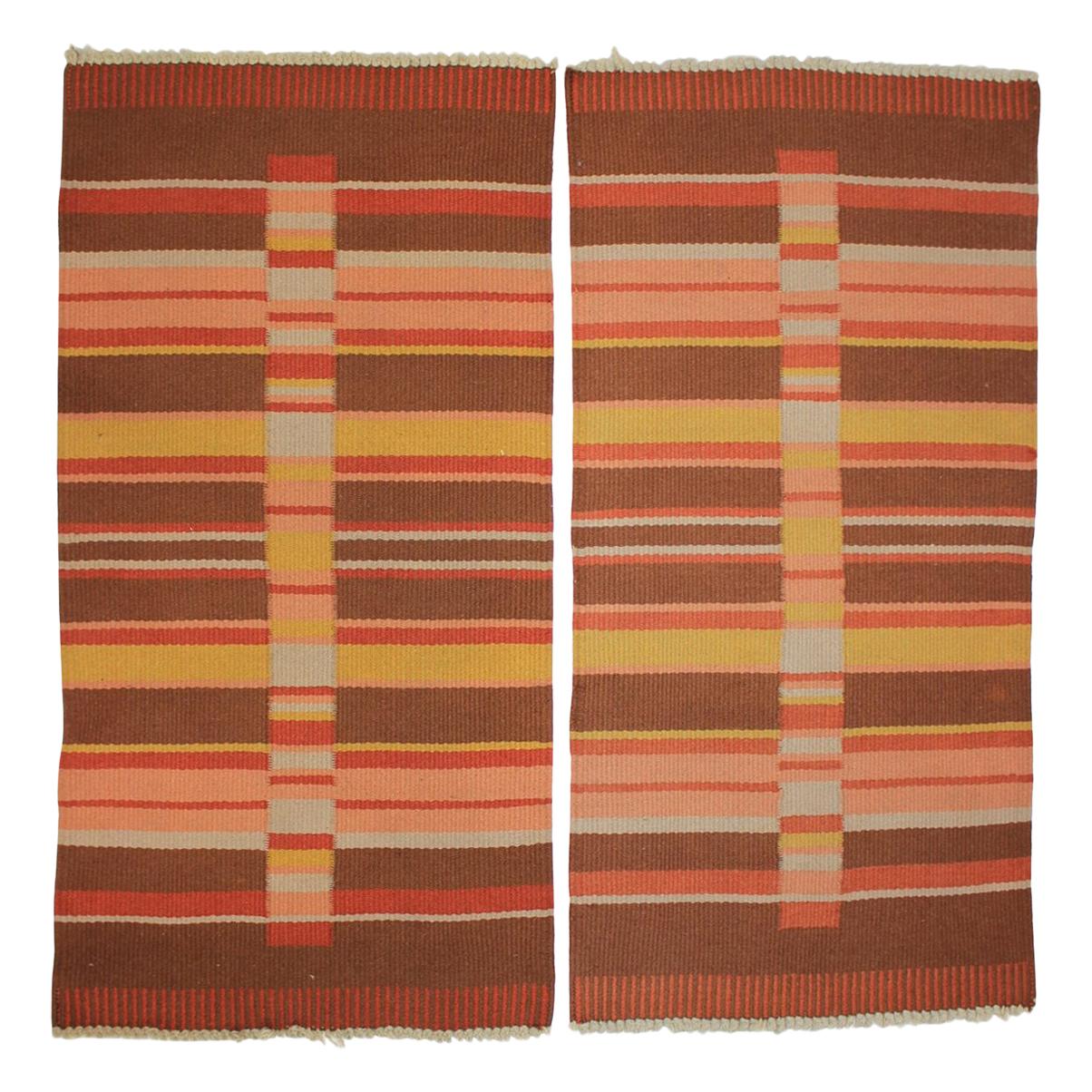 Pair of Modernsit Geometric Antonín Kybal Small Carpets/Rugs, 1950s