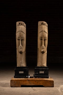 Pair of Modigliani "Tête de Femme" Sculptures by Alva Studios