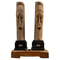 Pair of Modigliani "Tête de Femme" Sculptures by Alva Studios