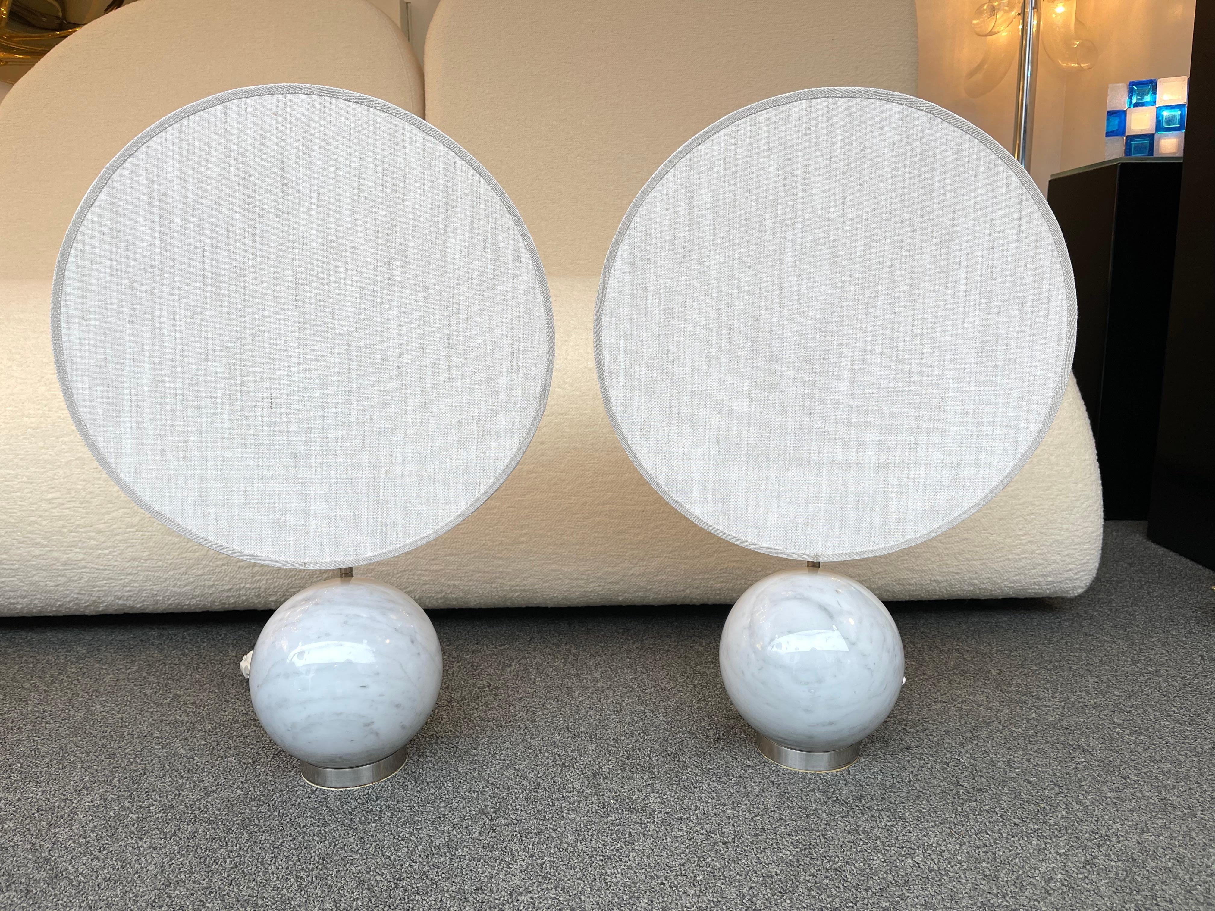 Pair of Modular Marble Ball Lamps by 3 Luci. Italy, 1970s 7