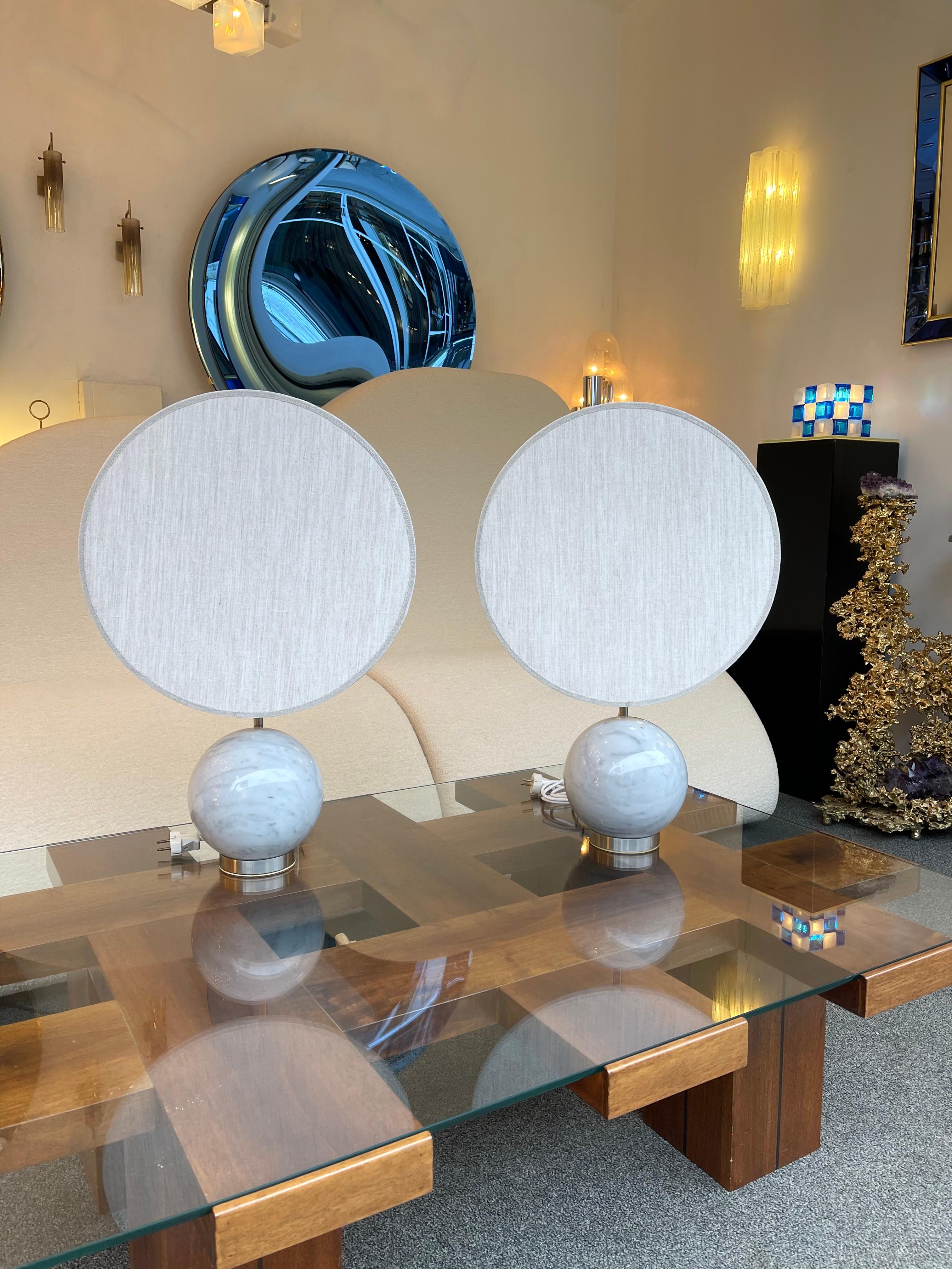 Pair of Modular Marble Ball Lamps by 3 Luci. Italy, 1970s 8