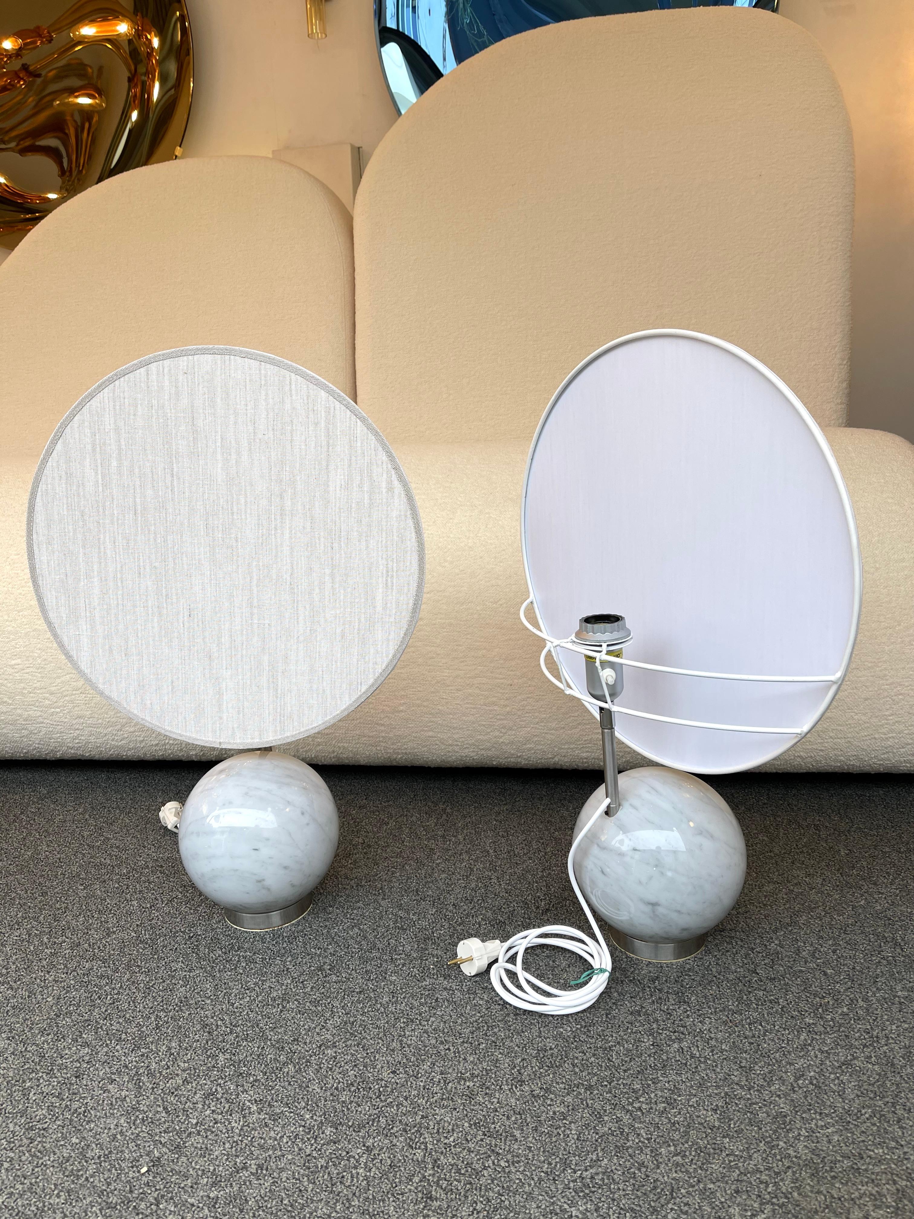 20th Century Pair of Modular Marble Ball Lamps by 3 Luci. Italy, 1970s