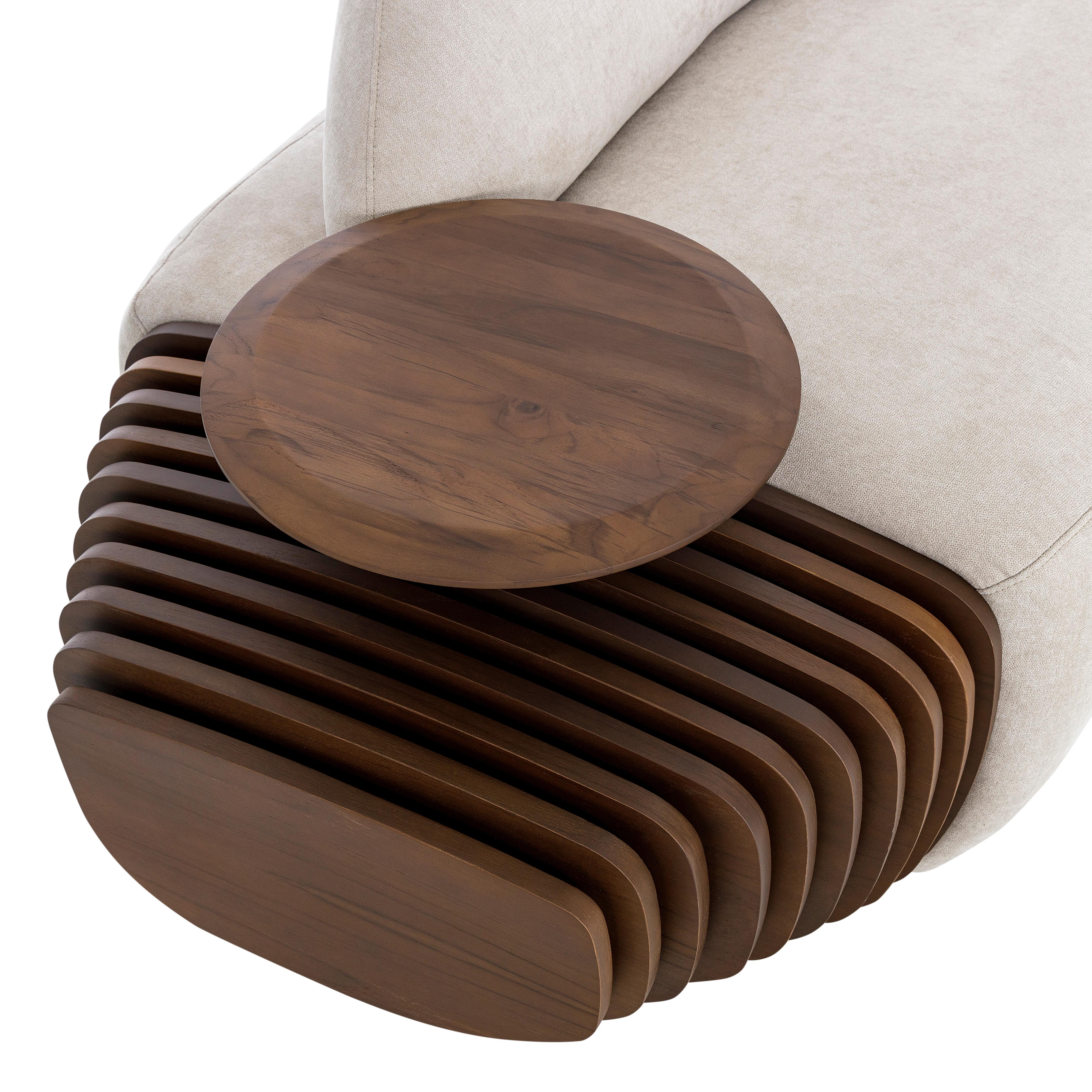 Modulare Sofas mit Untergestell aus Nussbaumholz und integrierten Tischen, Ruy Line, Paar im Angebot 5