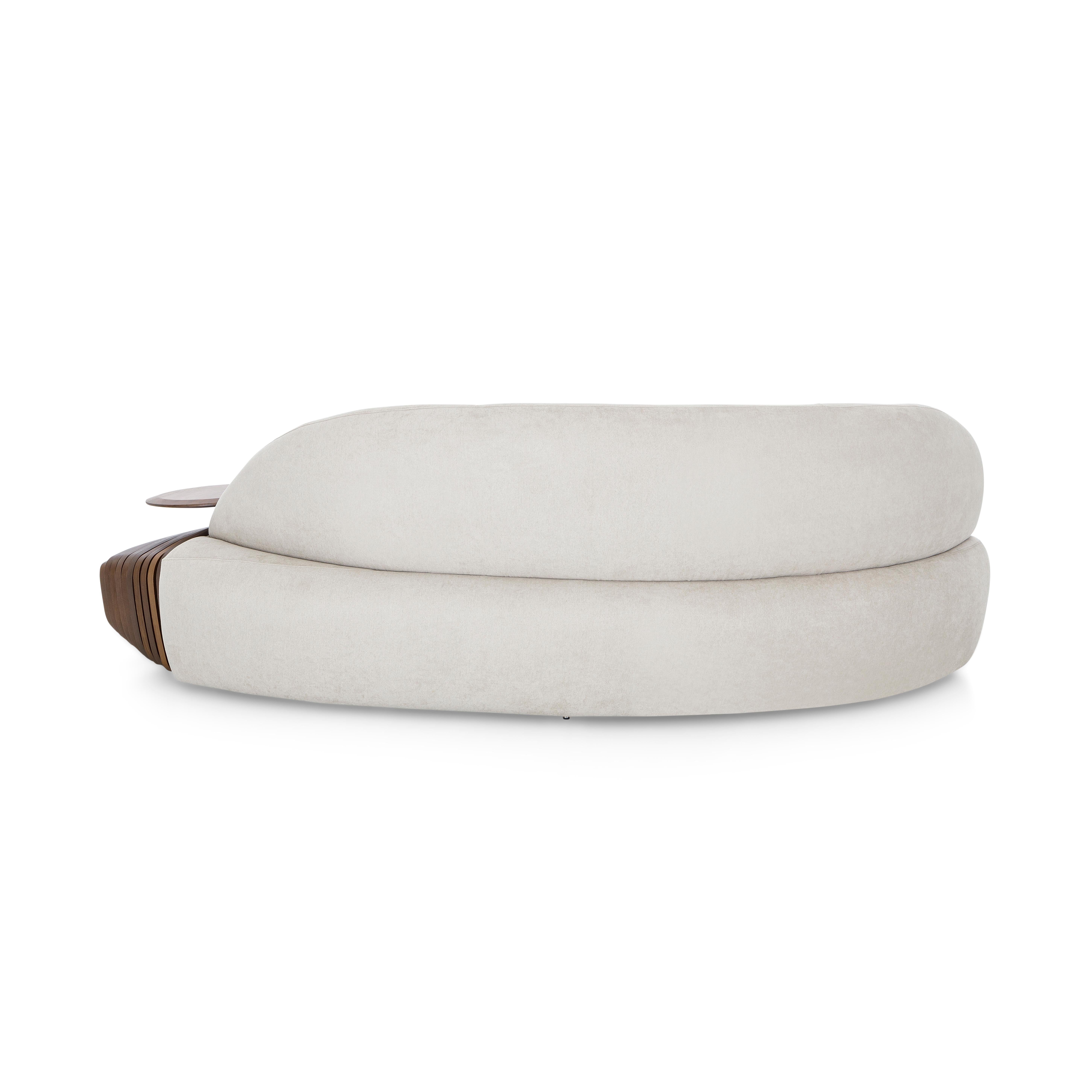 Modulare Sofas mit Untergestell aus Nussbaumholz und integrierten Tischen, Ruy Line, Paar im Angebot 8
