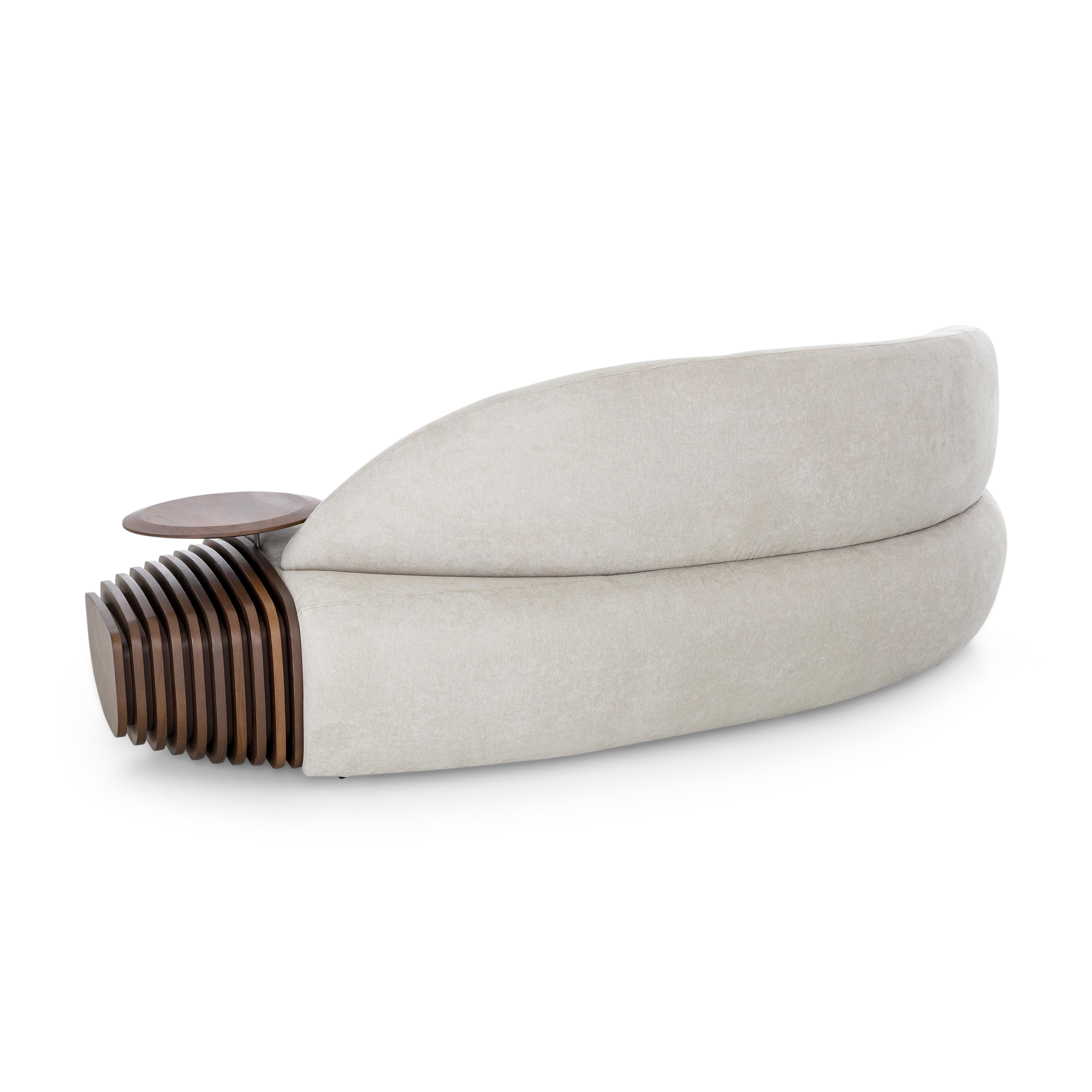 Modulare Sofas mit Untergestell aus Nussbaumholz und integrierten Tischen, Ruy Line, Paar im Angebot 9