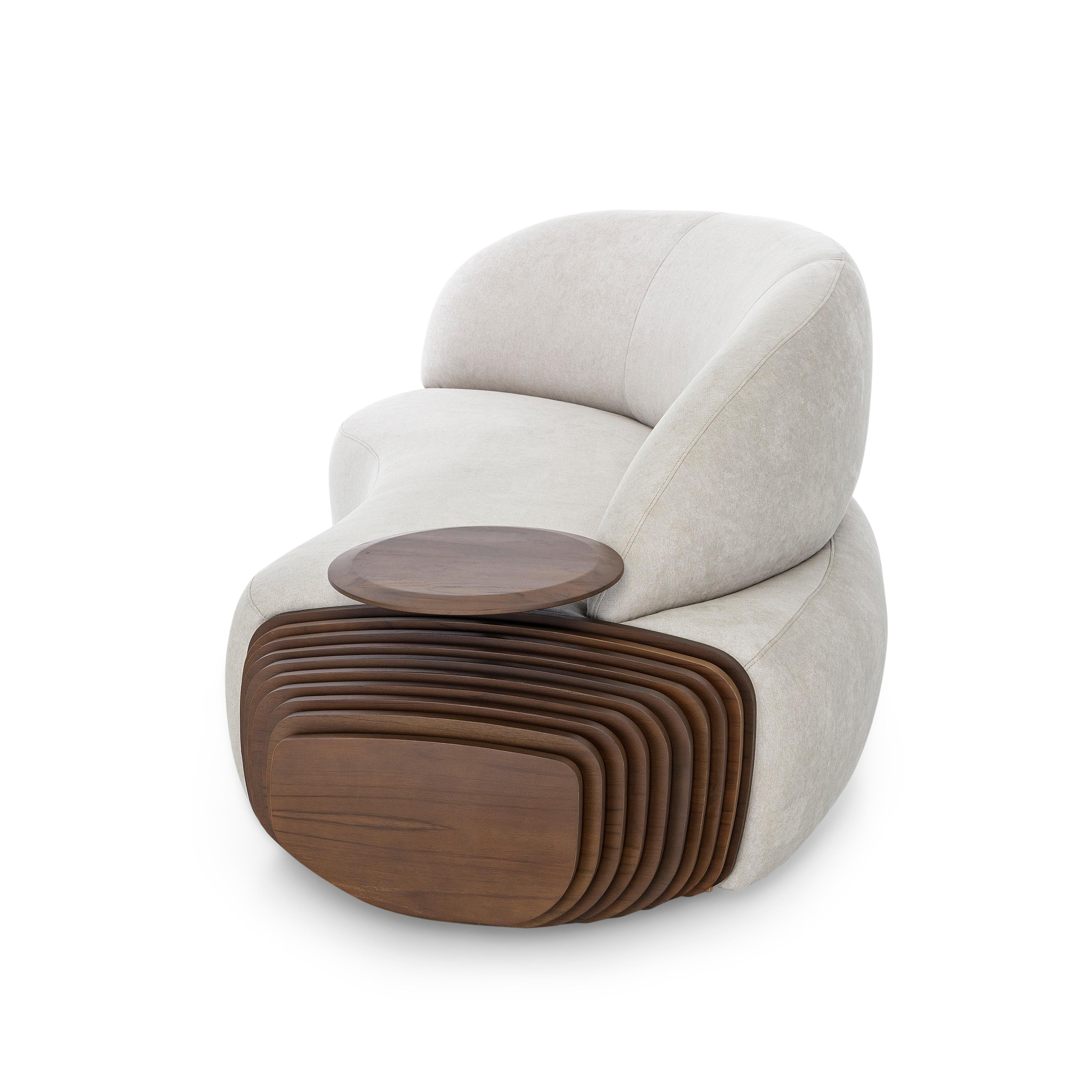 Modulare Sofas mit Untergestell aus Nussbaumholz und integrierten Tischen, Ruy Line, Paar im Angebot 10