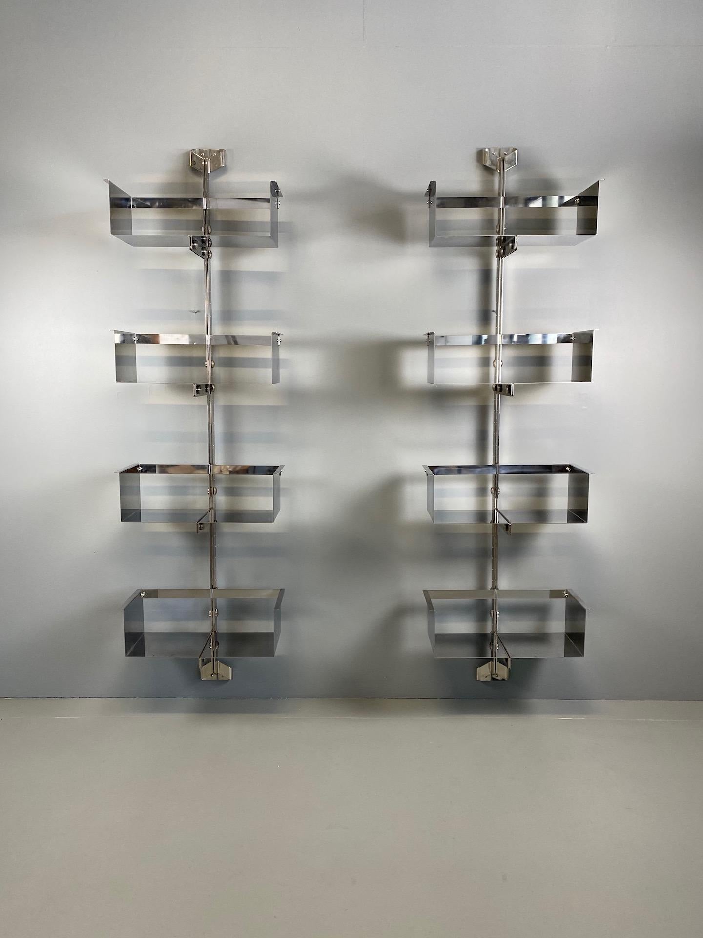 Mid-Century Modern Pair of Modular Wall-Mounted Shelving System by Vittorio Introini for Saporiti