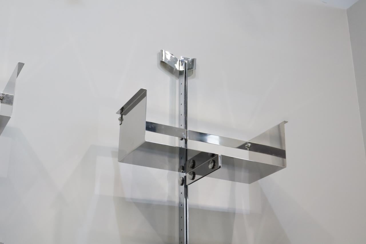 Par de estanterías modulares murales de Vittorio Introini para Saporiti Acero inoxidable en venta
