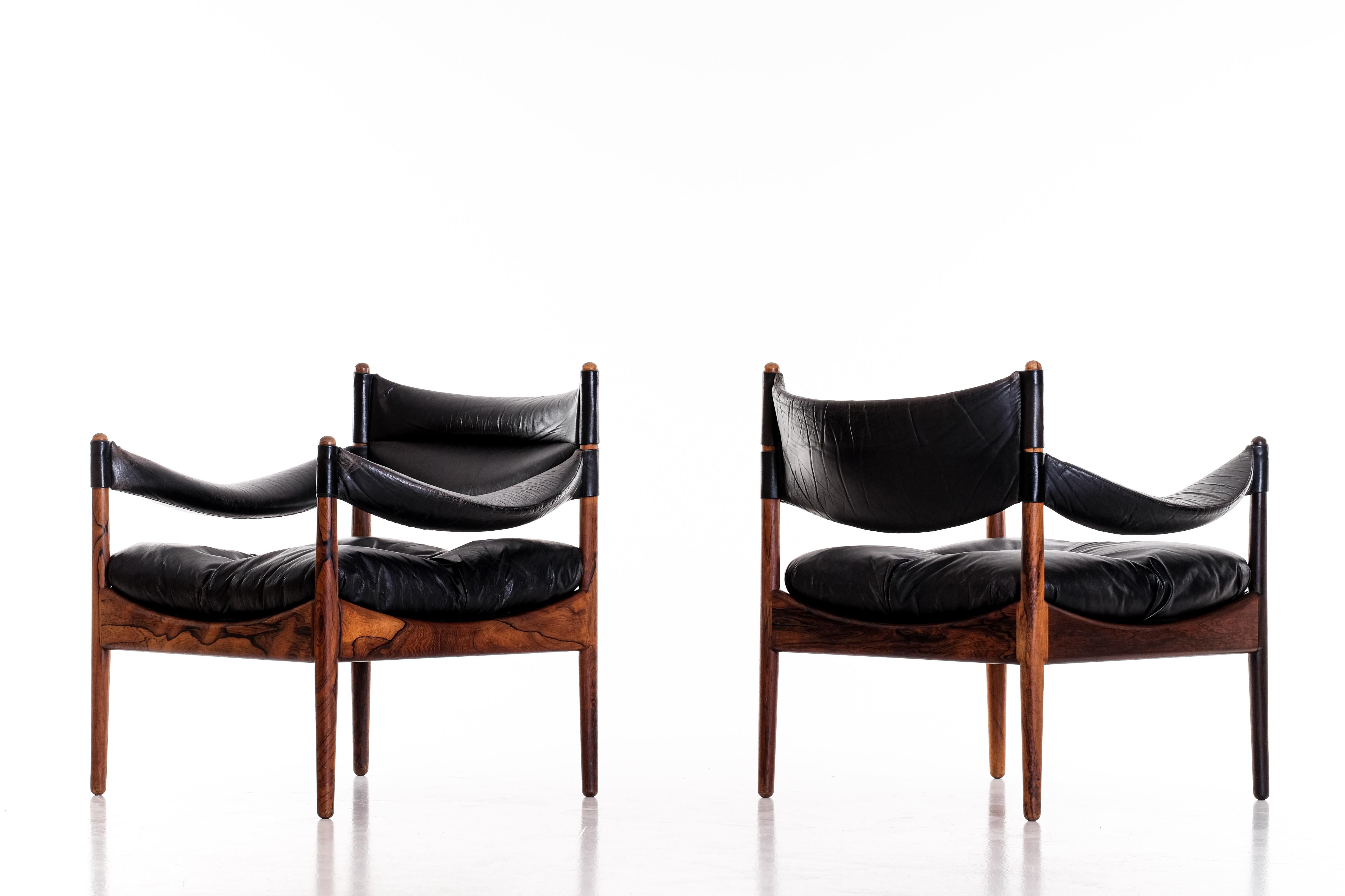 Ein Paar „Modus“-Sessel, entworfen von Kristian Solmer Vedel, Dänemark, 1960er Jahre (Leder) im Angebot
