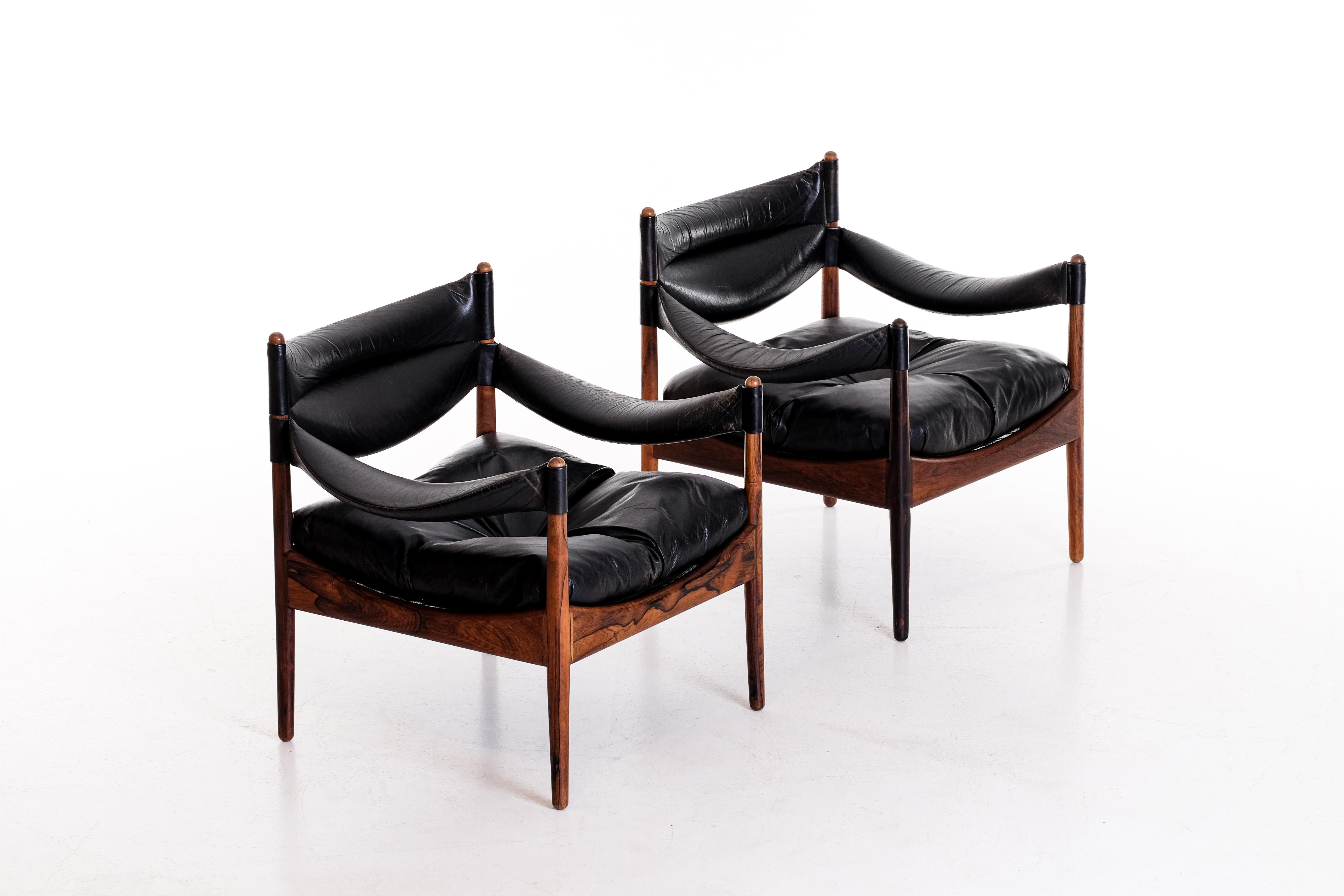 Leather Pair of 'Modus' designed by Kristian Solmer Vedel, Denmark, 1960s For Sale