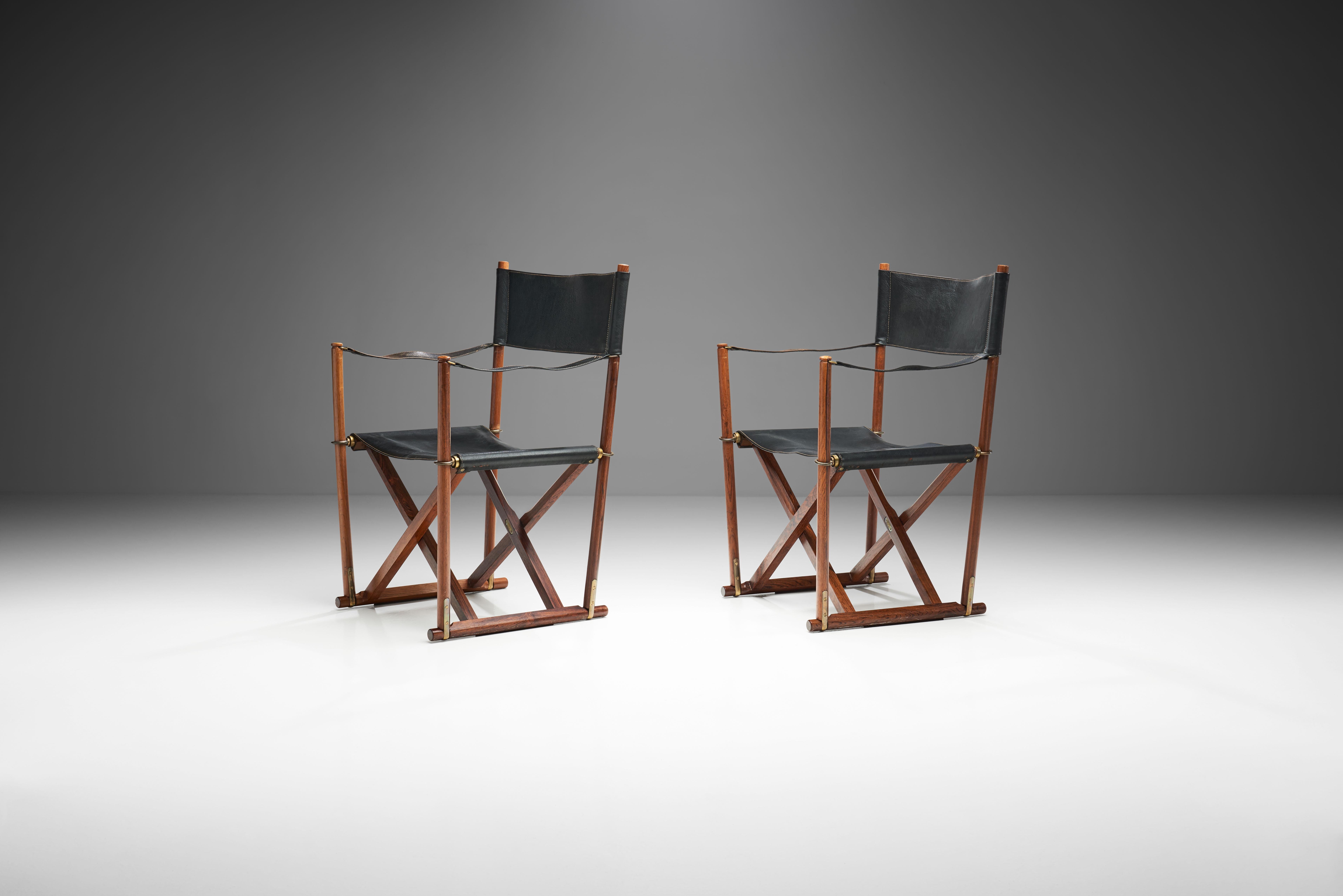 Pair of Mogens Koch 'MK 16' Foldable Armchairs, Denmark, 1932 In Good Condition In Utrecht, NL