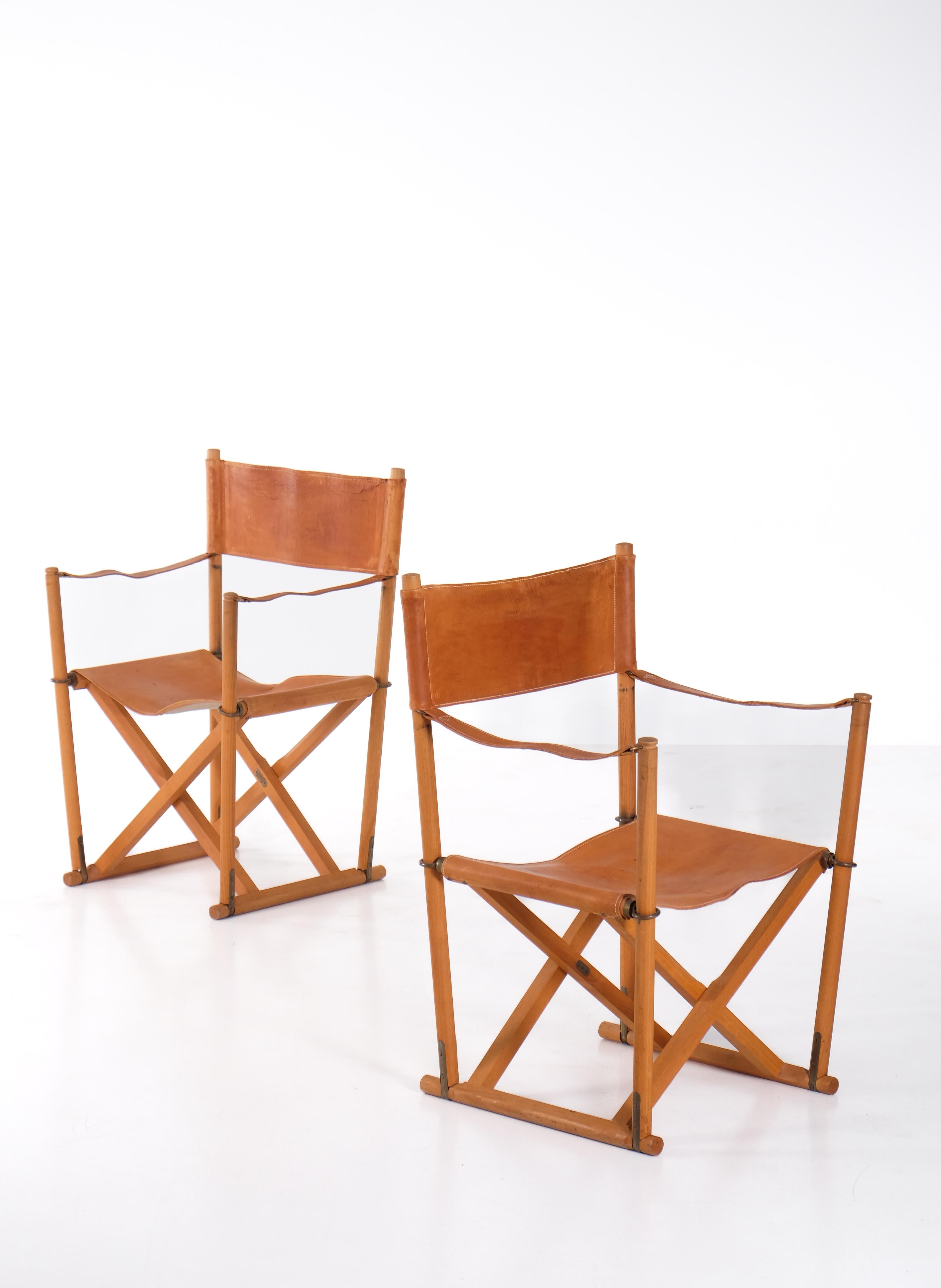Scandinavo moderno Coppia di poltrone pieghevoli Mogens Koch 'MK 16', Danimarca, anni '60 in vendita
