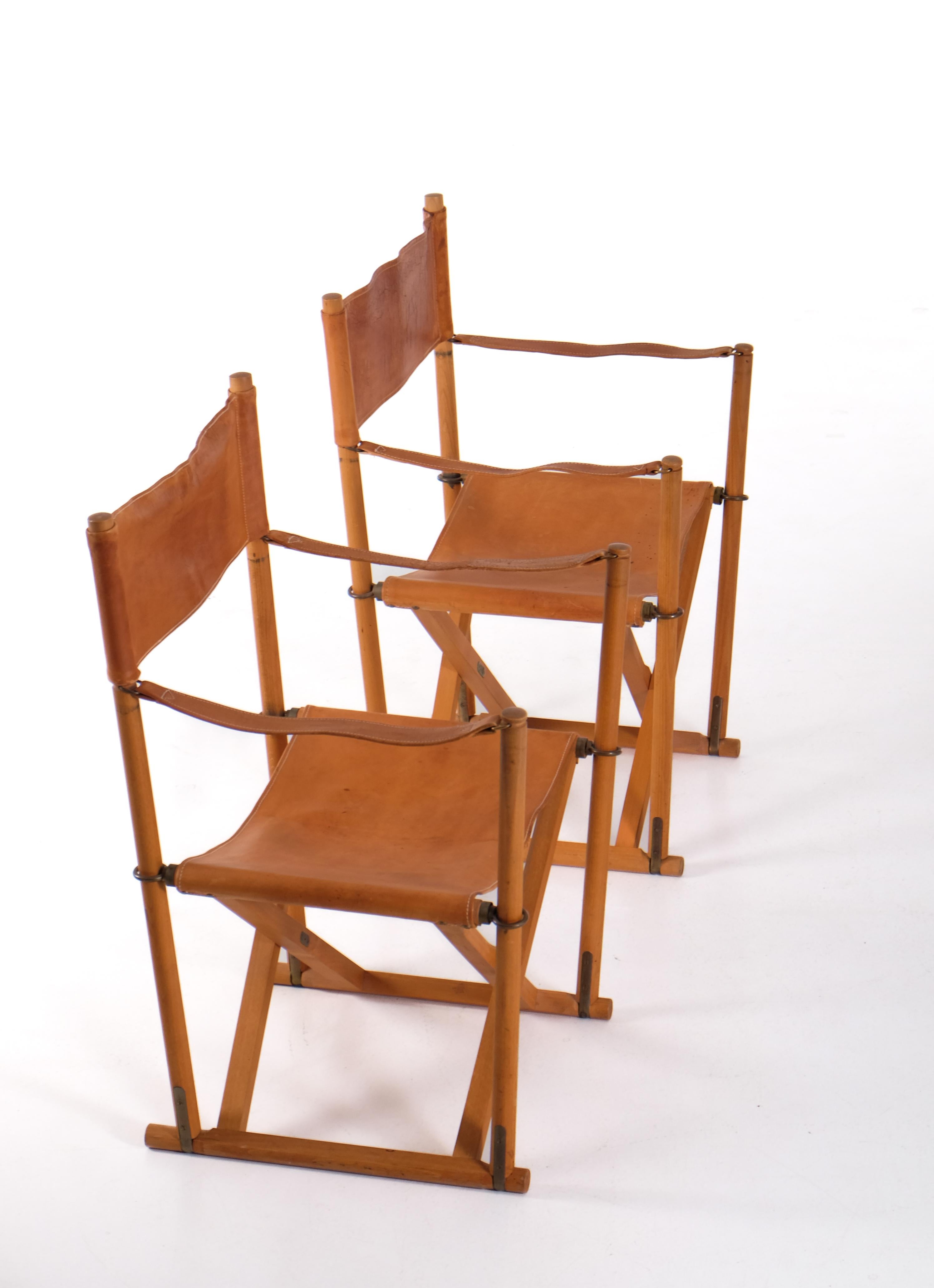 Coppia di poltrone pieghevoli Mogens Koch 'MK 16', Danimarca, anni '60 In condizioni buone in vendita a Stockholm, SE
