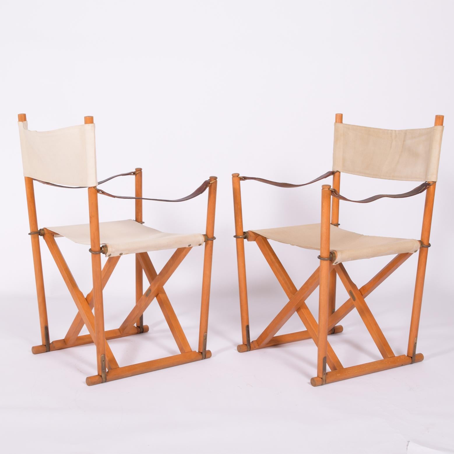 Danish Pair of Mogens Koch Mk-16 Folding Chairs by Interna